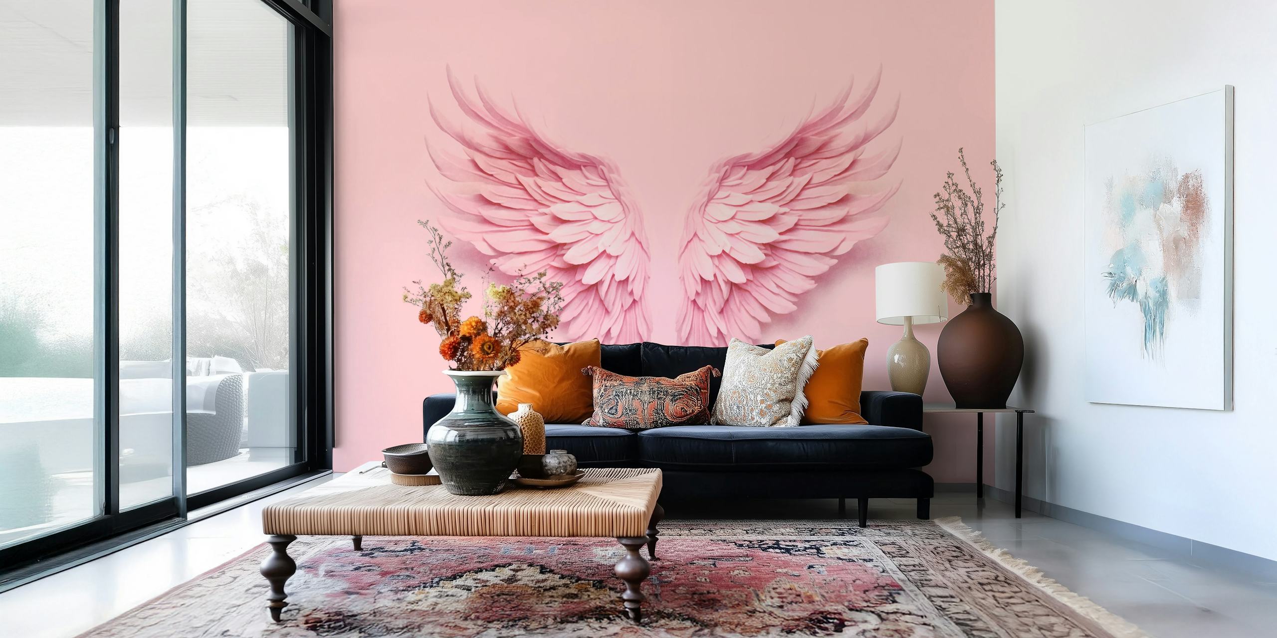 Pink Angel Wings Backdrop w pokoju