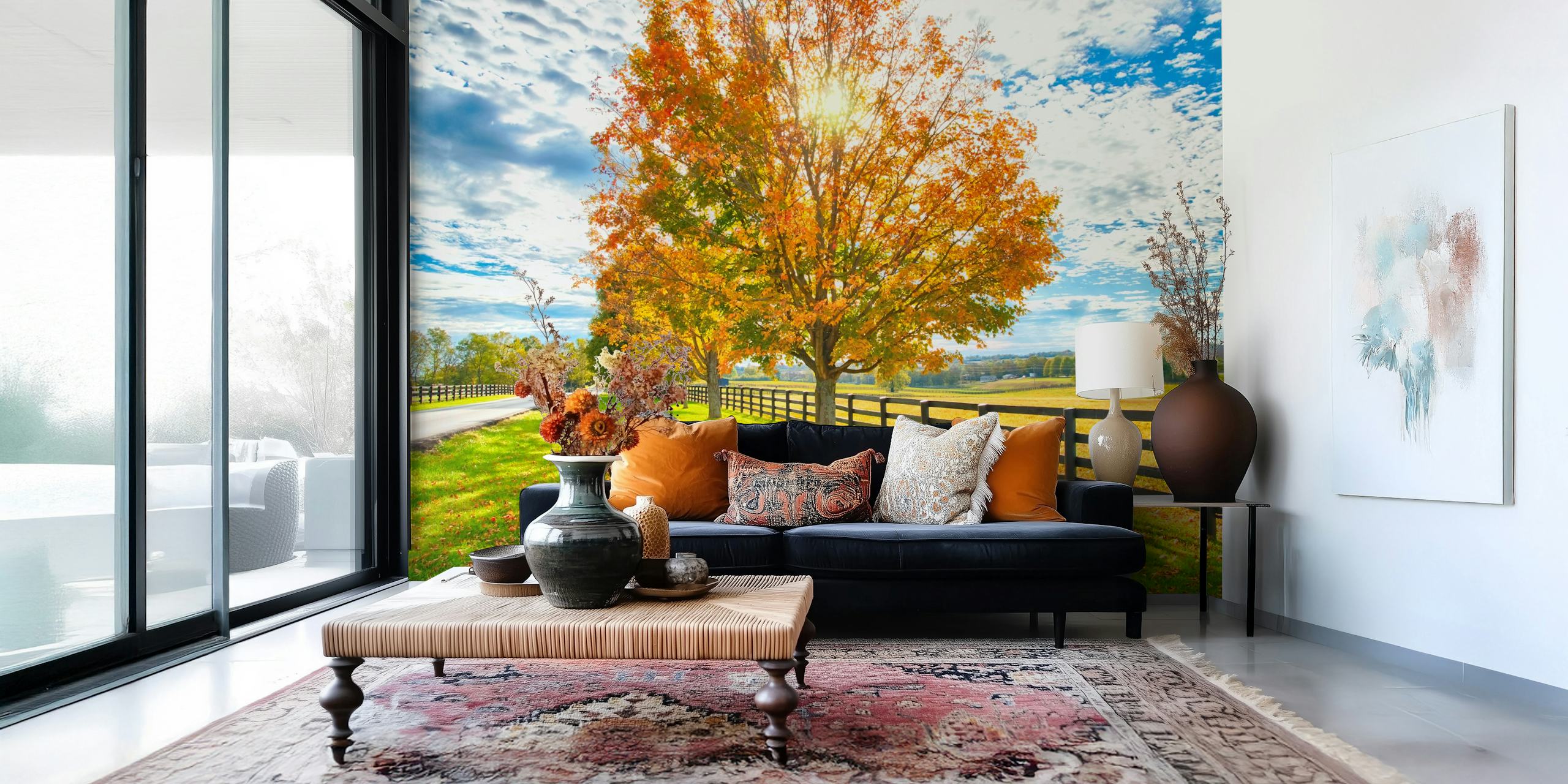 Beautiful autumn country landscape wallpaper