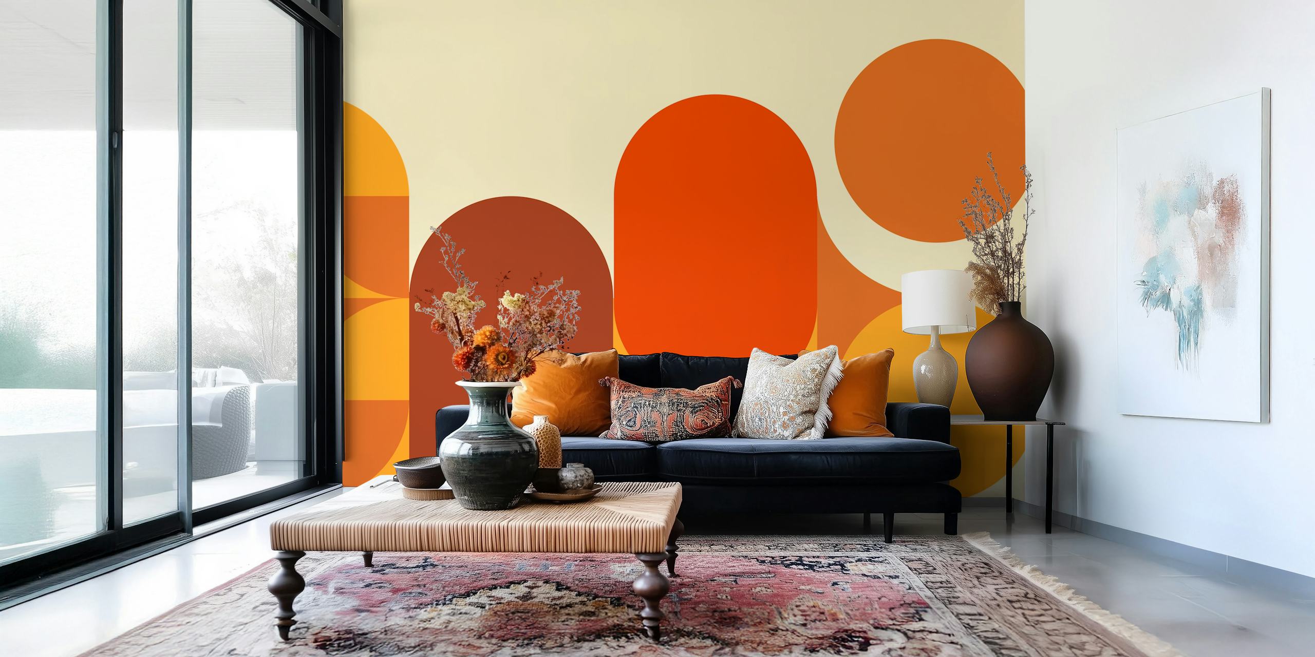 Large Retro Seventies Circles tapet i et rom