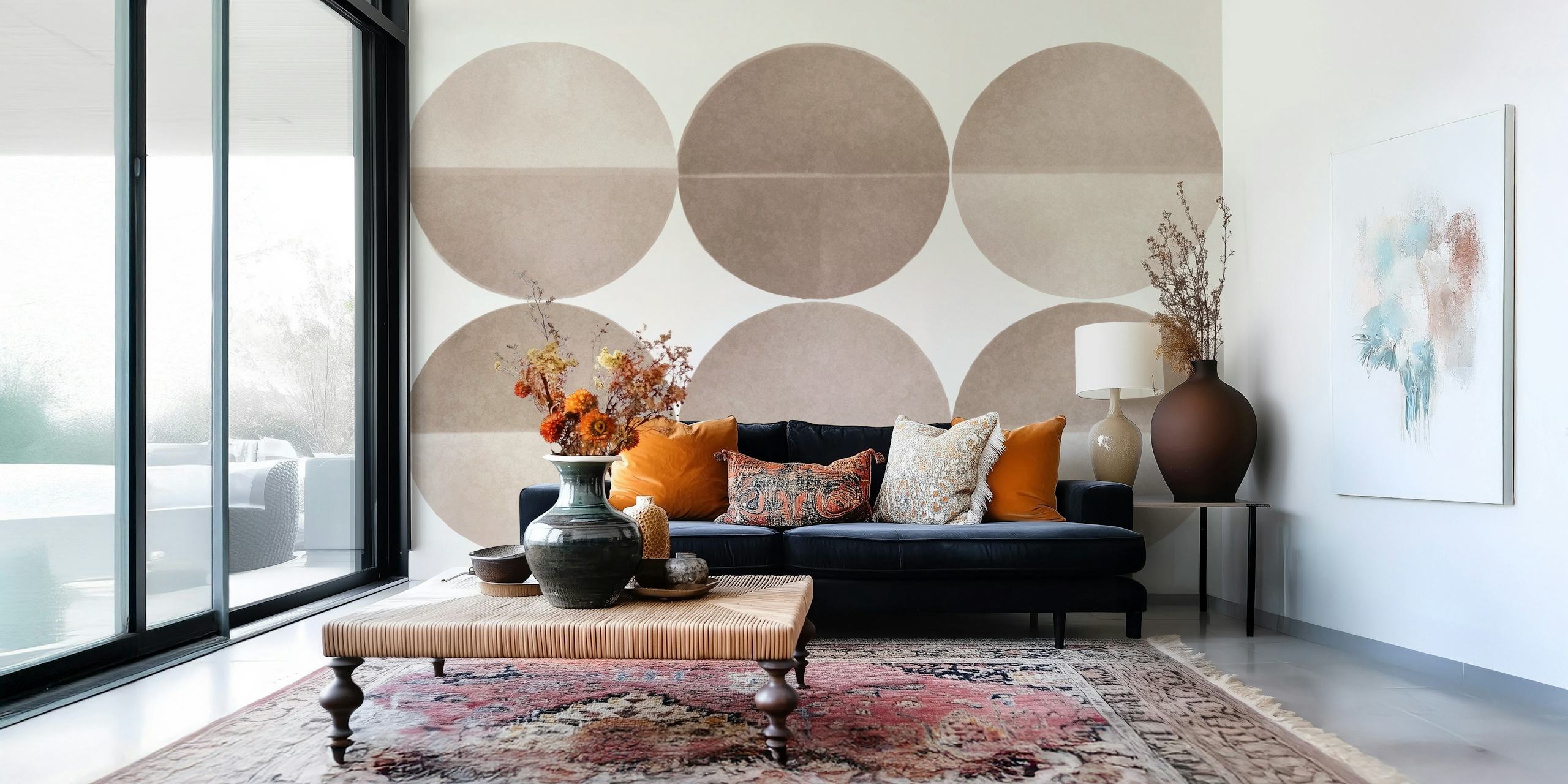 Beige circle pattern on a simple light background wallpaper