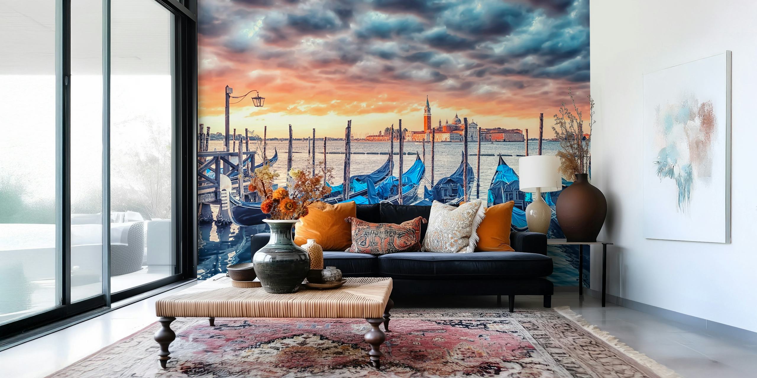 Venice morning wallpaper featuring gondolas