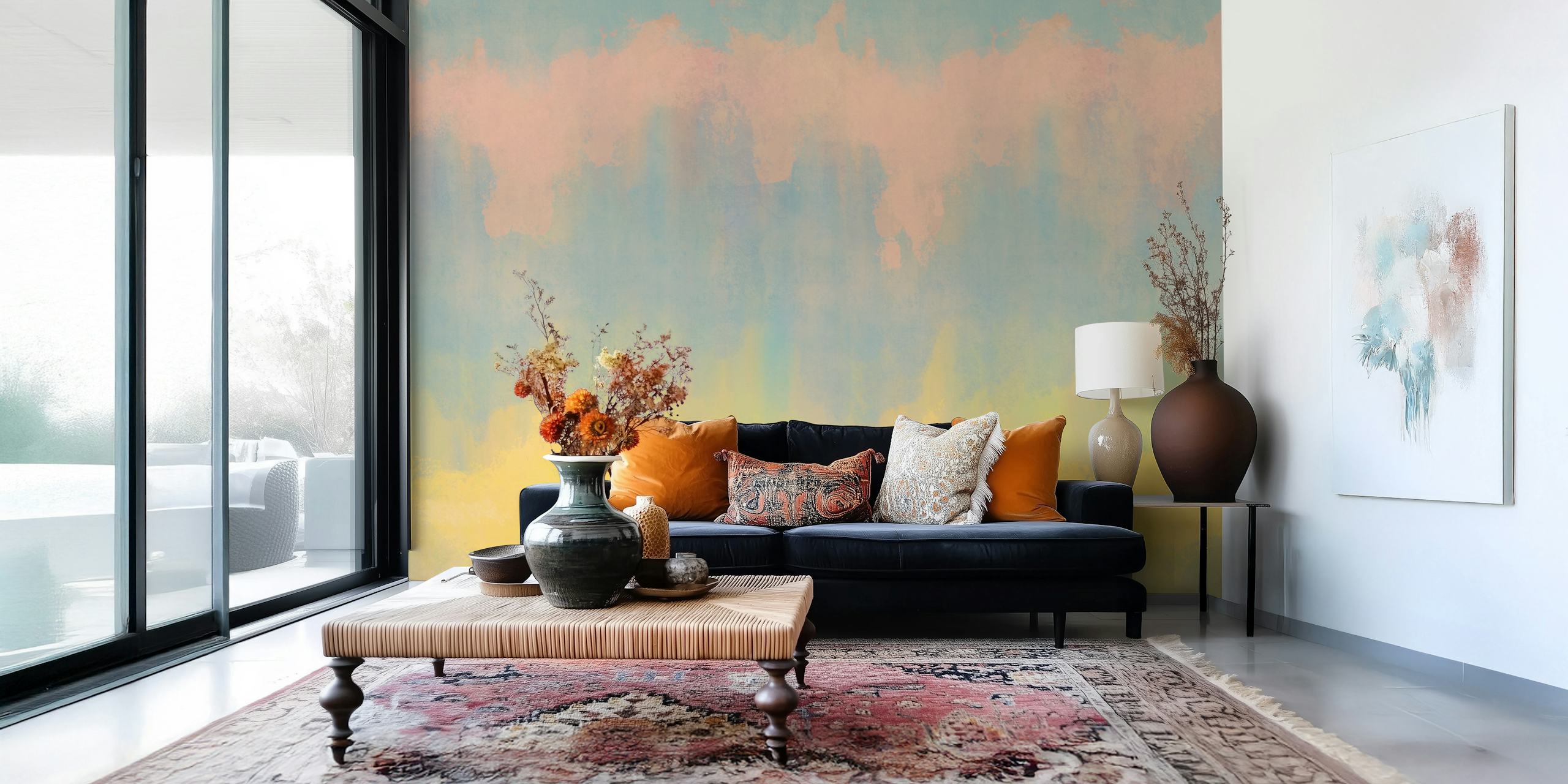 Abstract pastel acrylic painting wall mural for home decor
