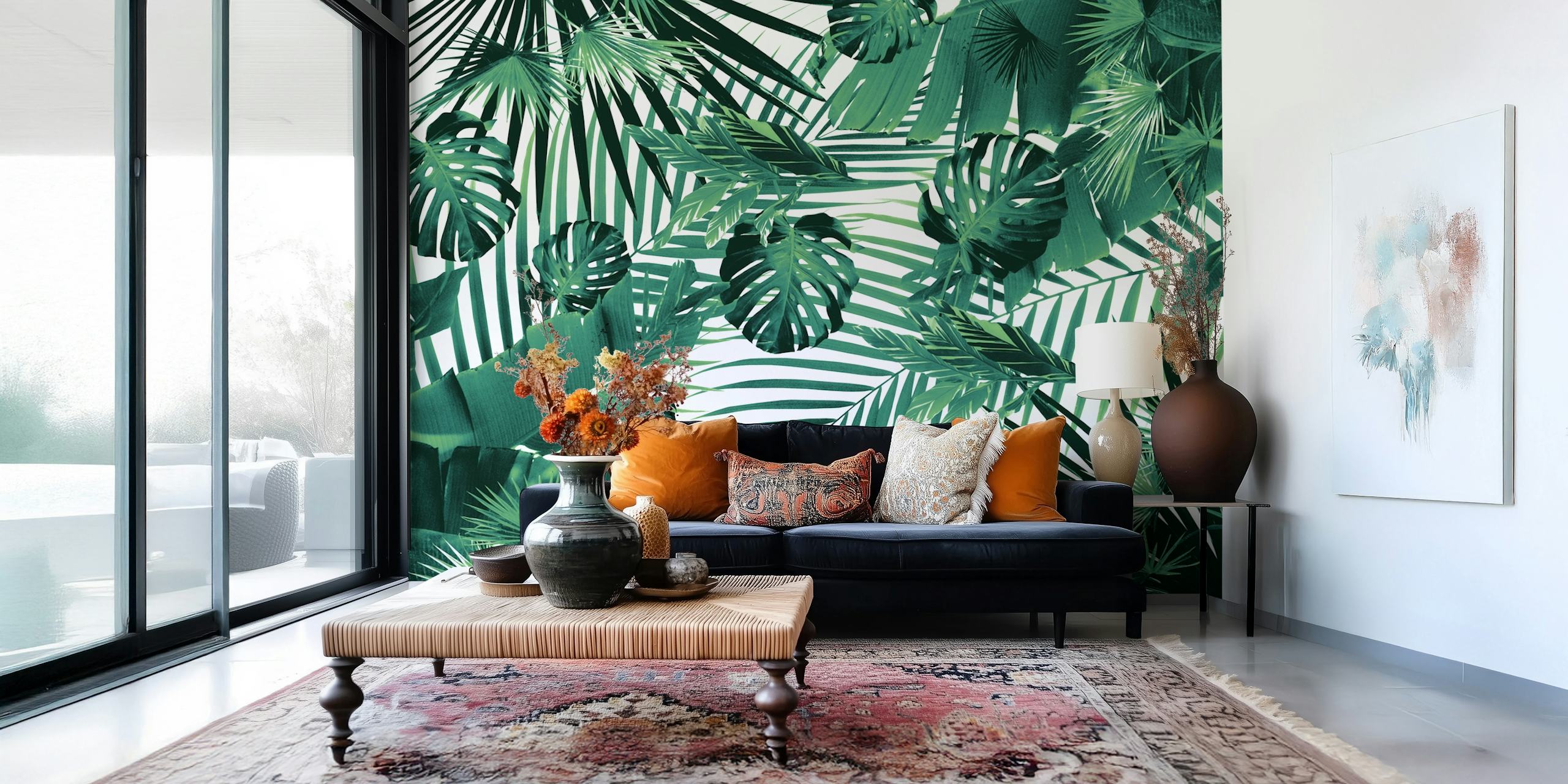 Tropical foliage with green leaves wallpaper