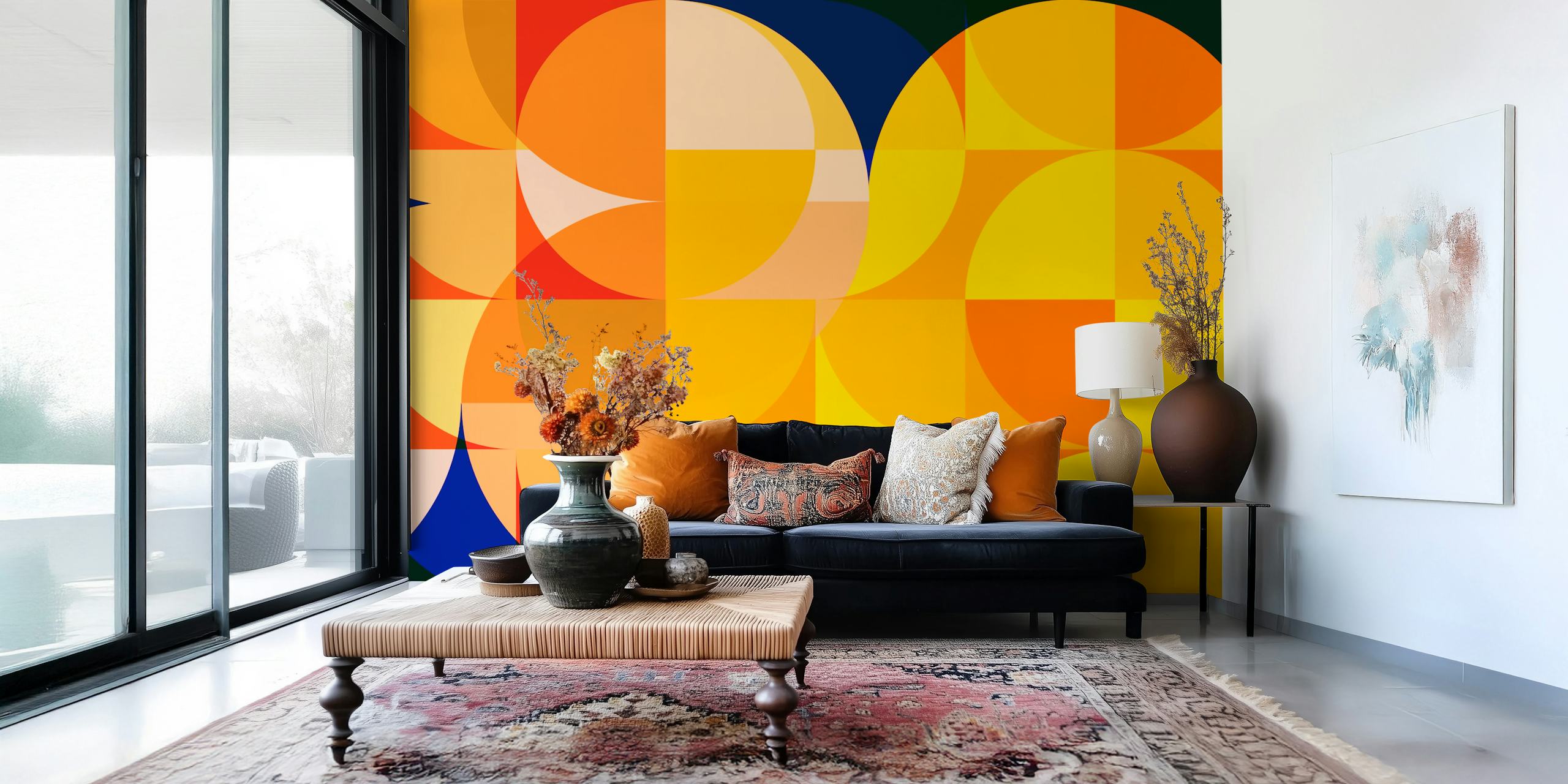 Tapeta Mid Century Bauhaus Round v místnosti