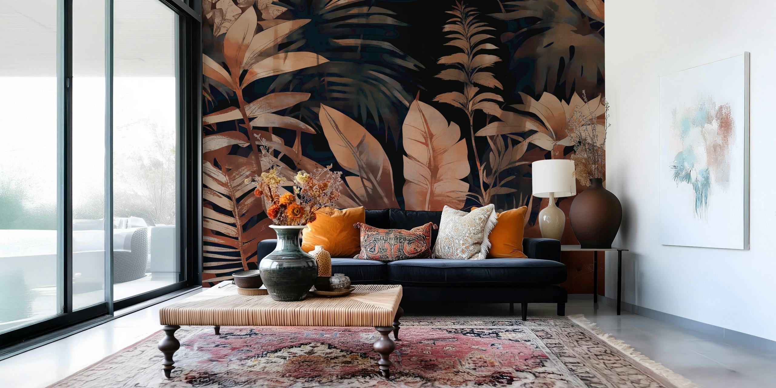 Papel de parede Moody Rainforest em um quarto