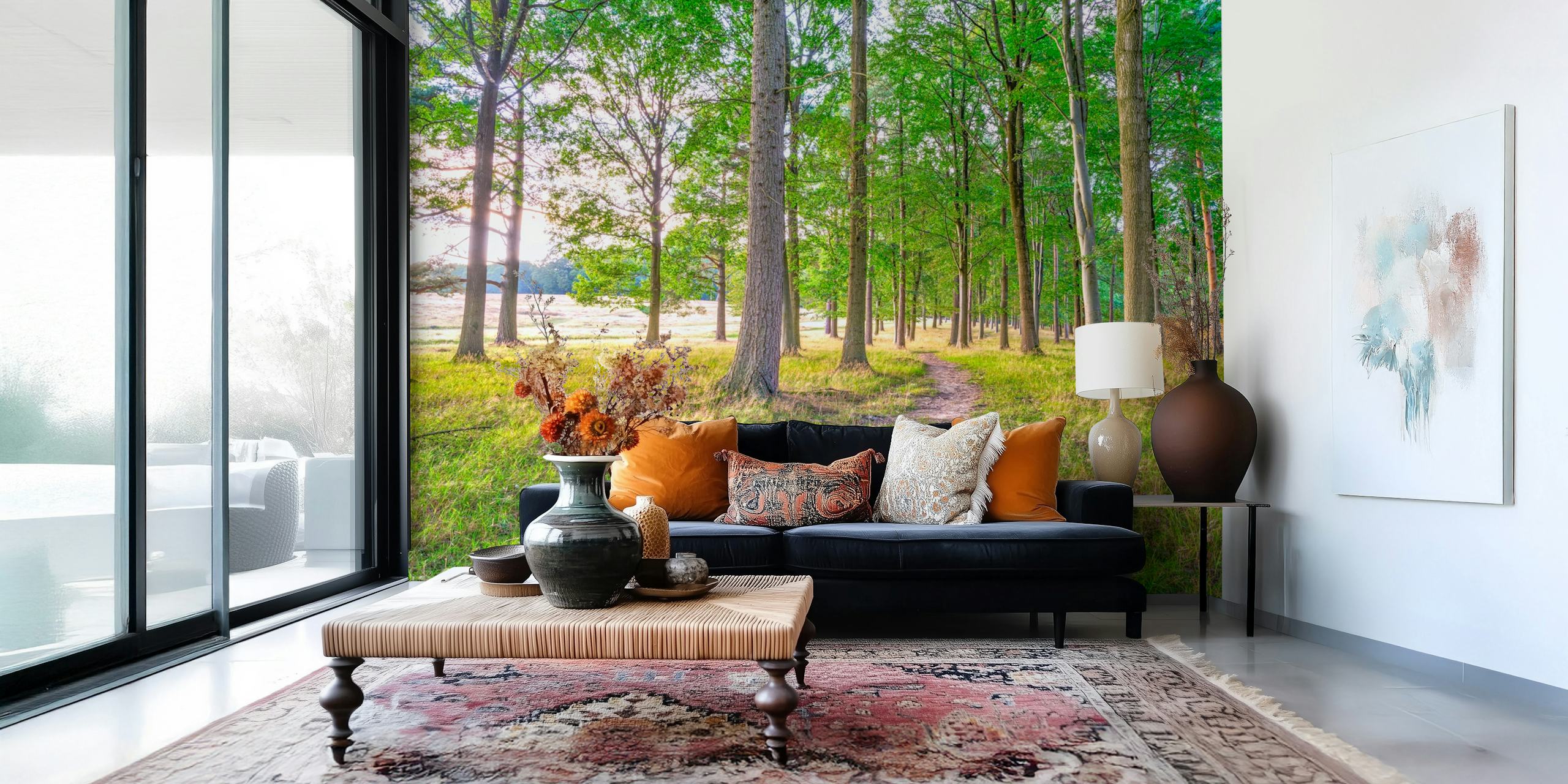 Woodland Path wallpaper in a room setting