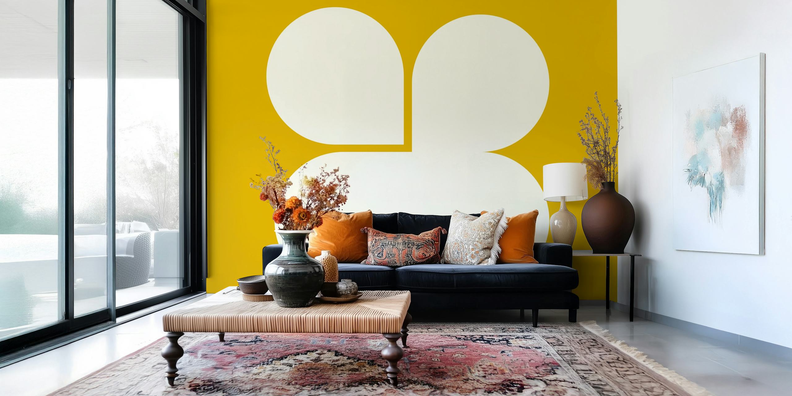 Diseño de papel tapiz Bold Geometric Forms en una habitación