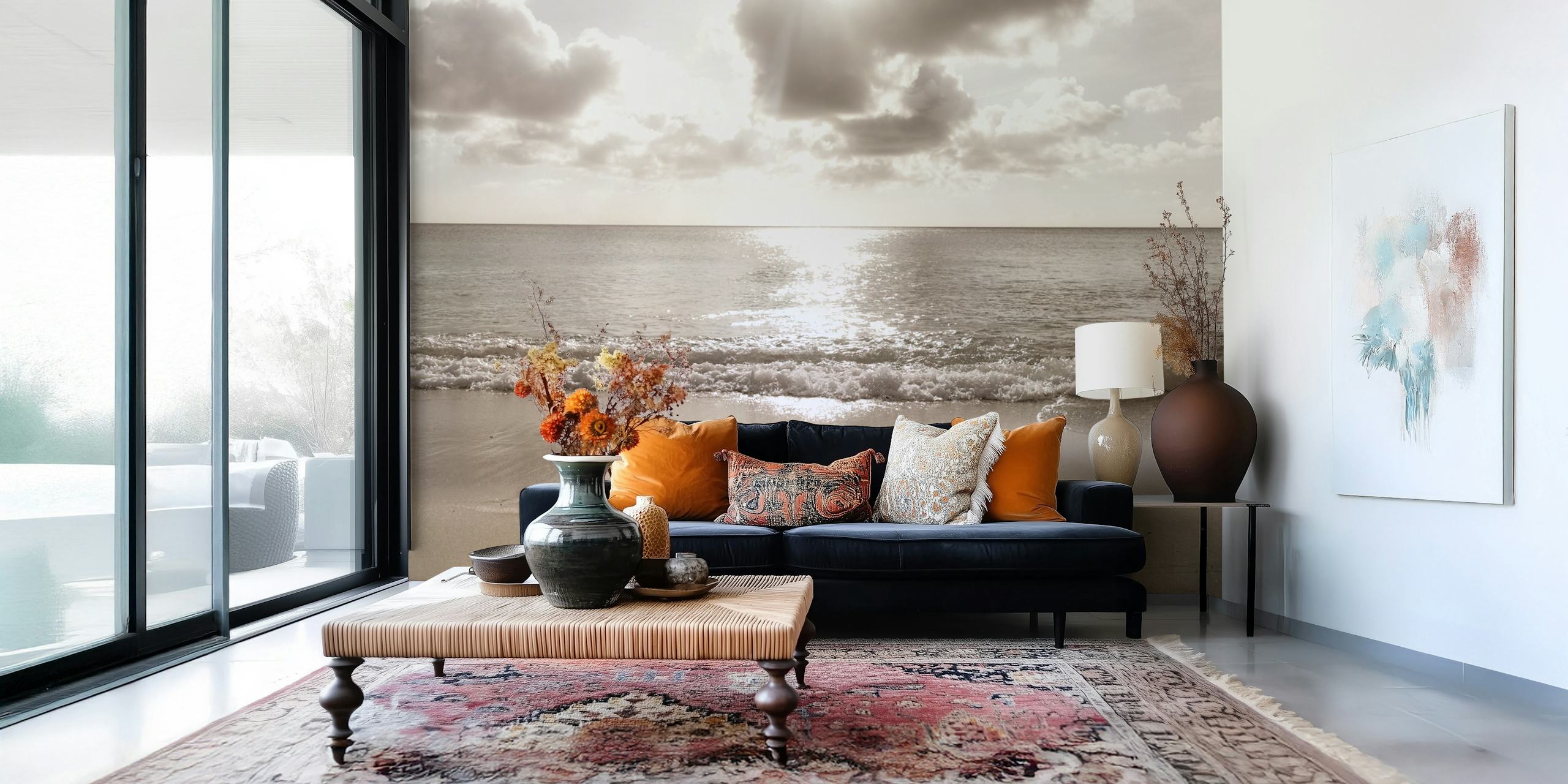 Caribbean Beach Zen Oasis 2 papel pintado en una habitación
