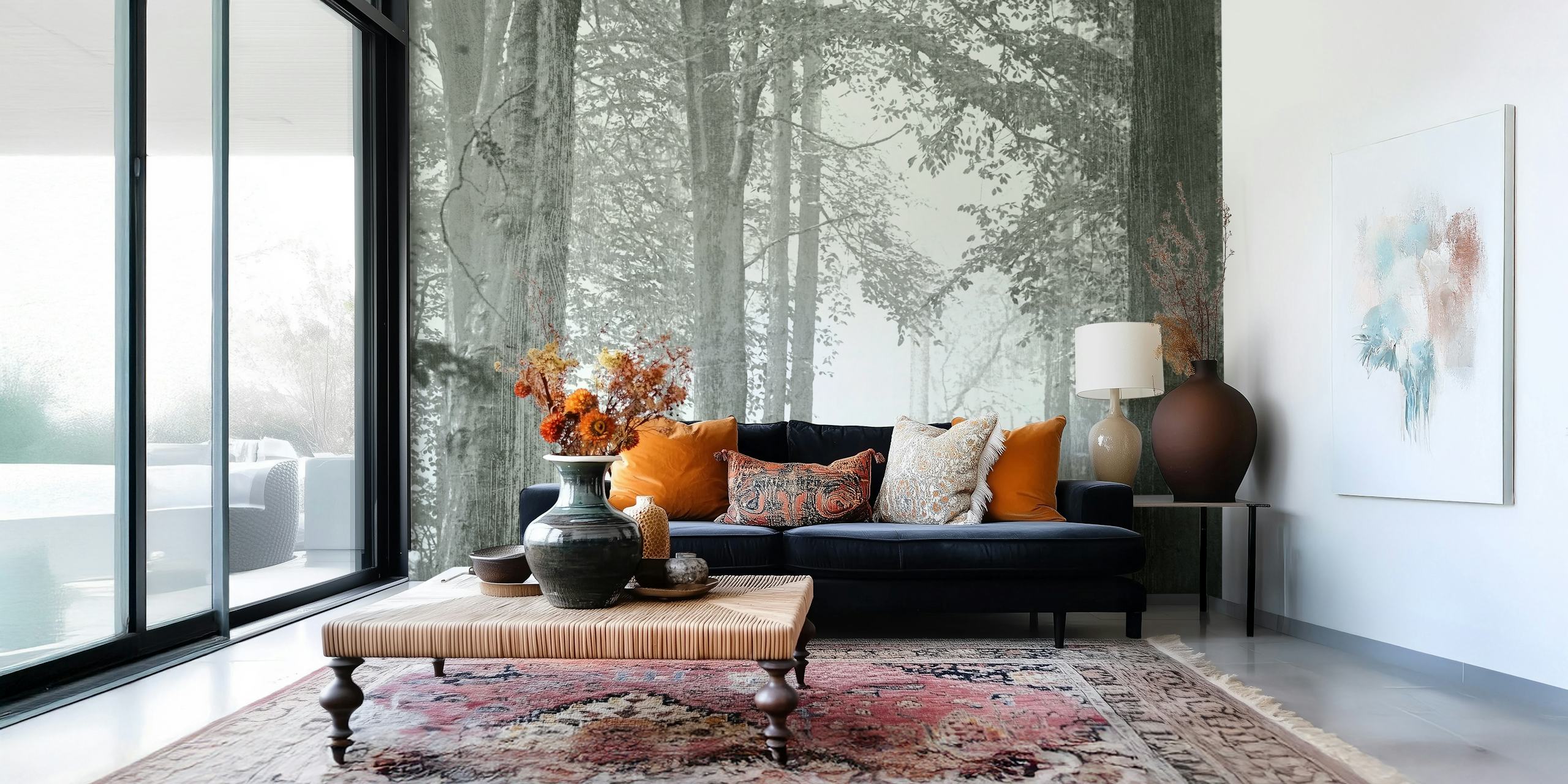 Whispering Wildlife Woods wallpaper in a room
