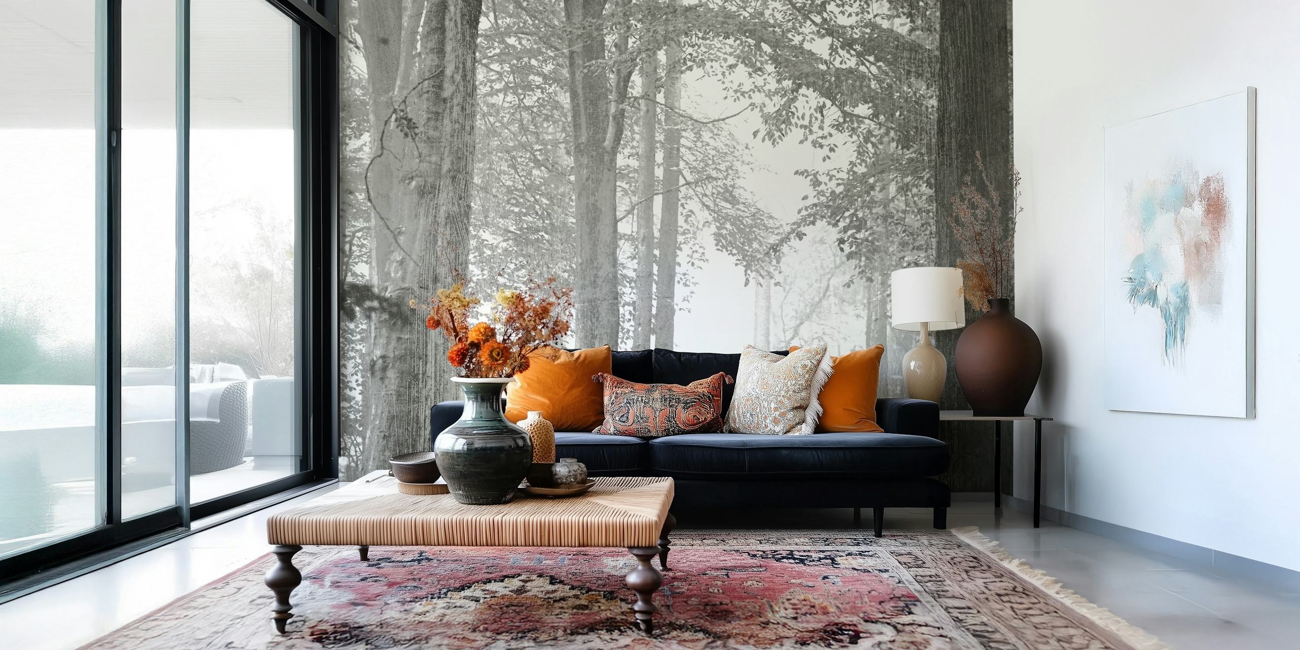 Papel de parede Enchanted Woodland Mist em um quarto