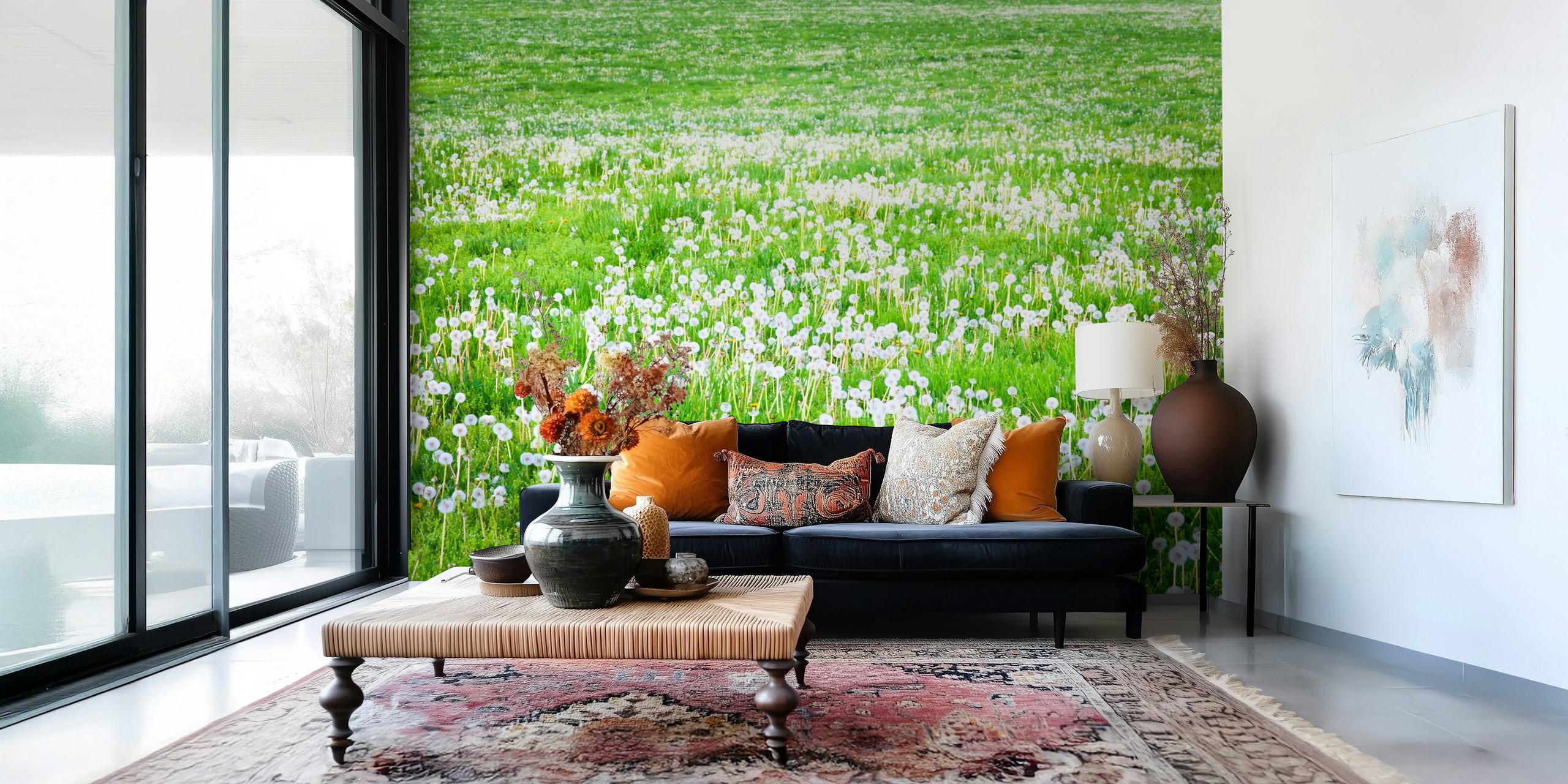 Dandelion Field-tapetti huoneessa