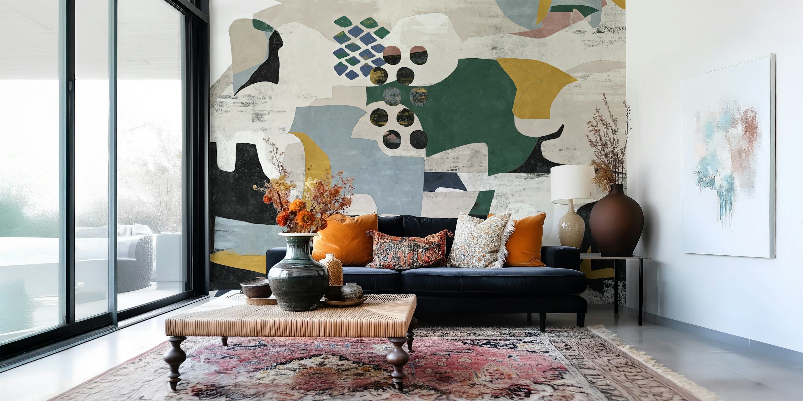 Modernist Shapes Decor wallpaper in a room
