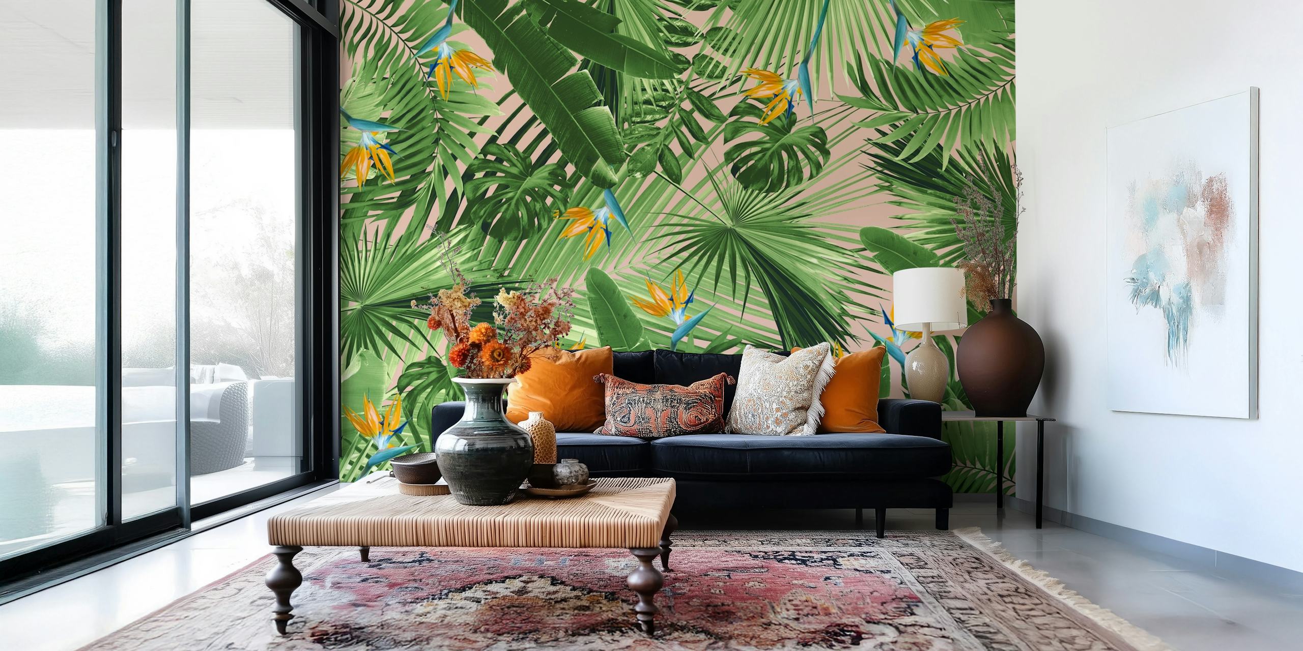 Bird of Paradise Jungle wallpaper in a room