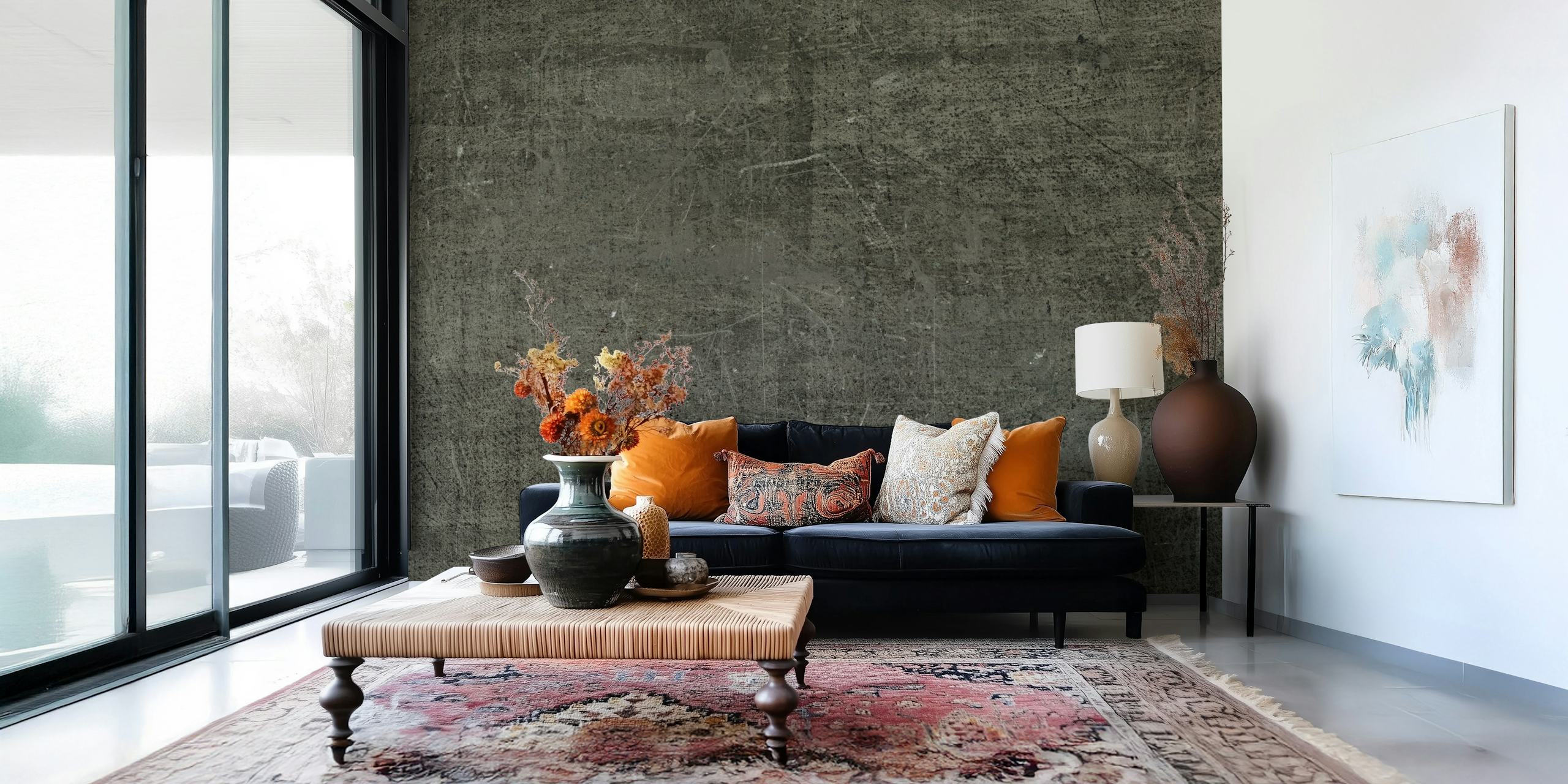 Texture grey wood wallpaper in a room