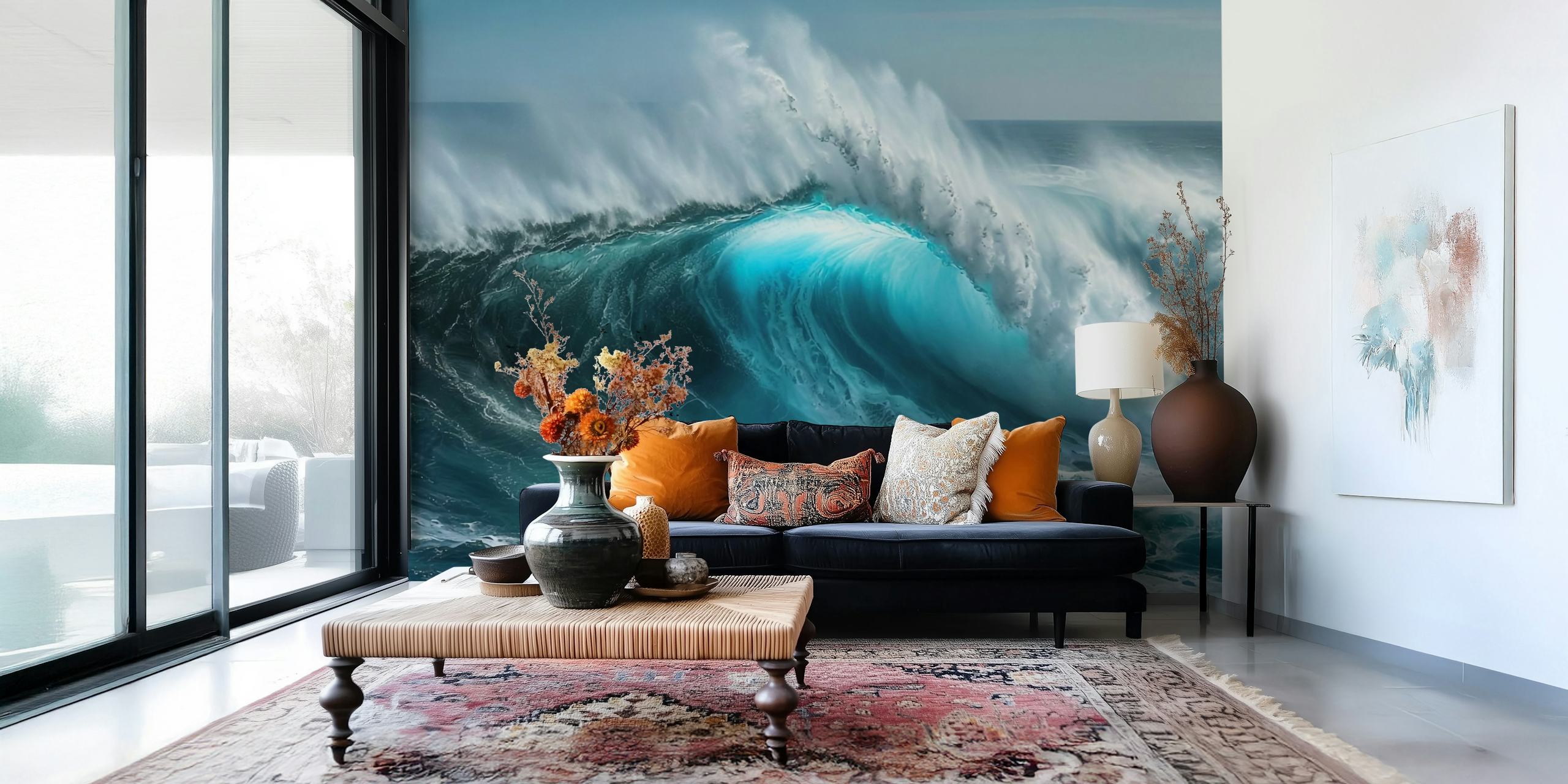 Ocean waves Tapete in einem stilvollen Raum