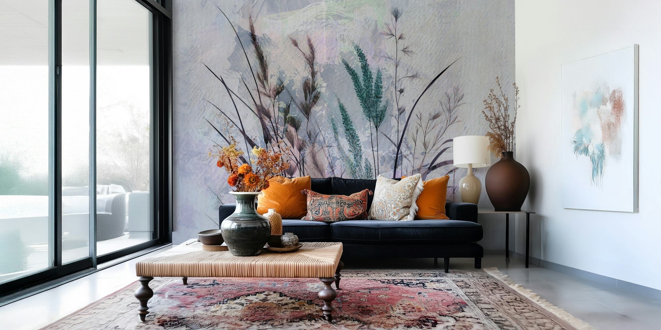 Moody Japandi Flora tapeta w pokoju