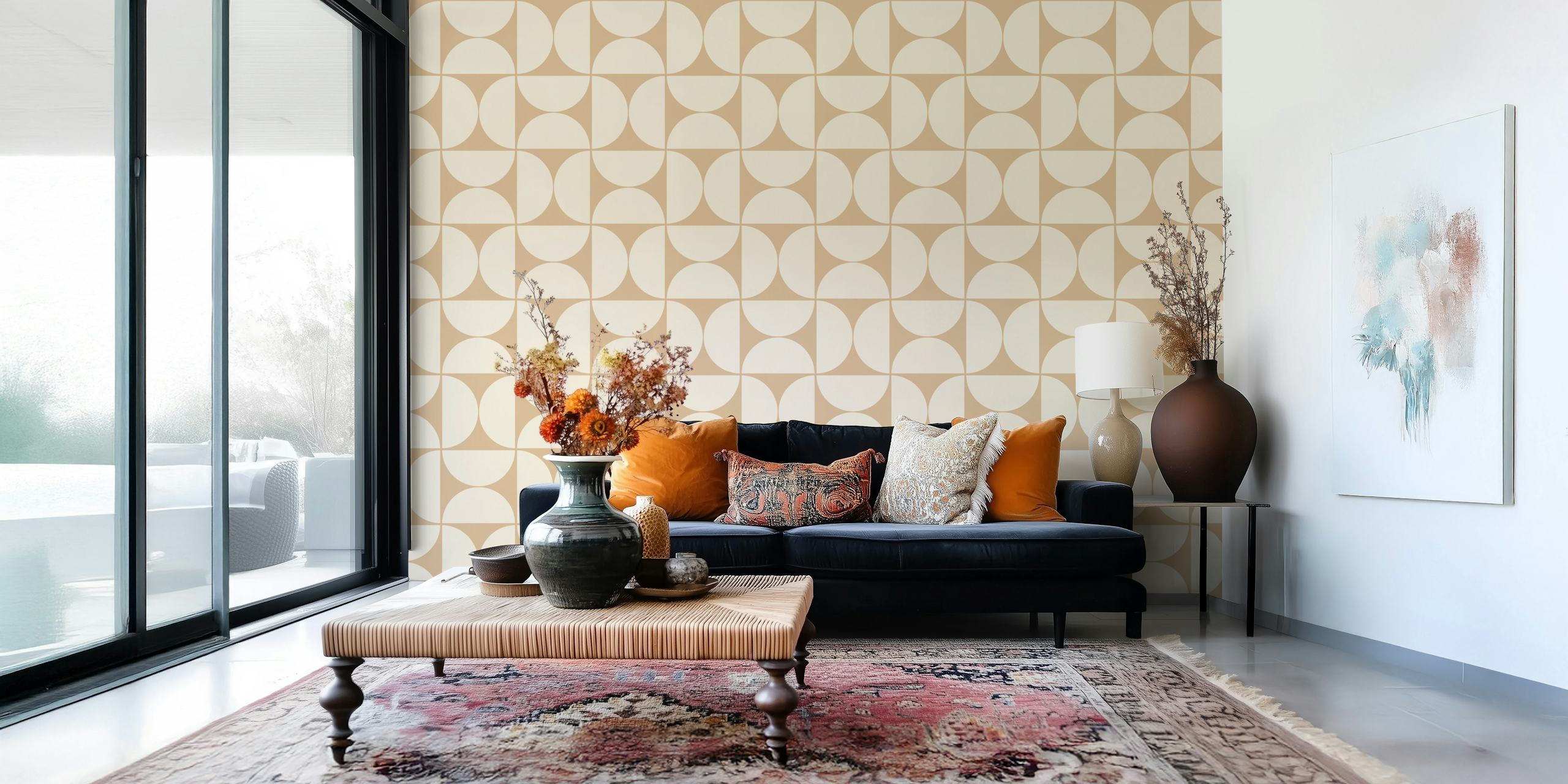 Mid-Century Modern Pattern Wallpaper dans une pièce