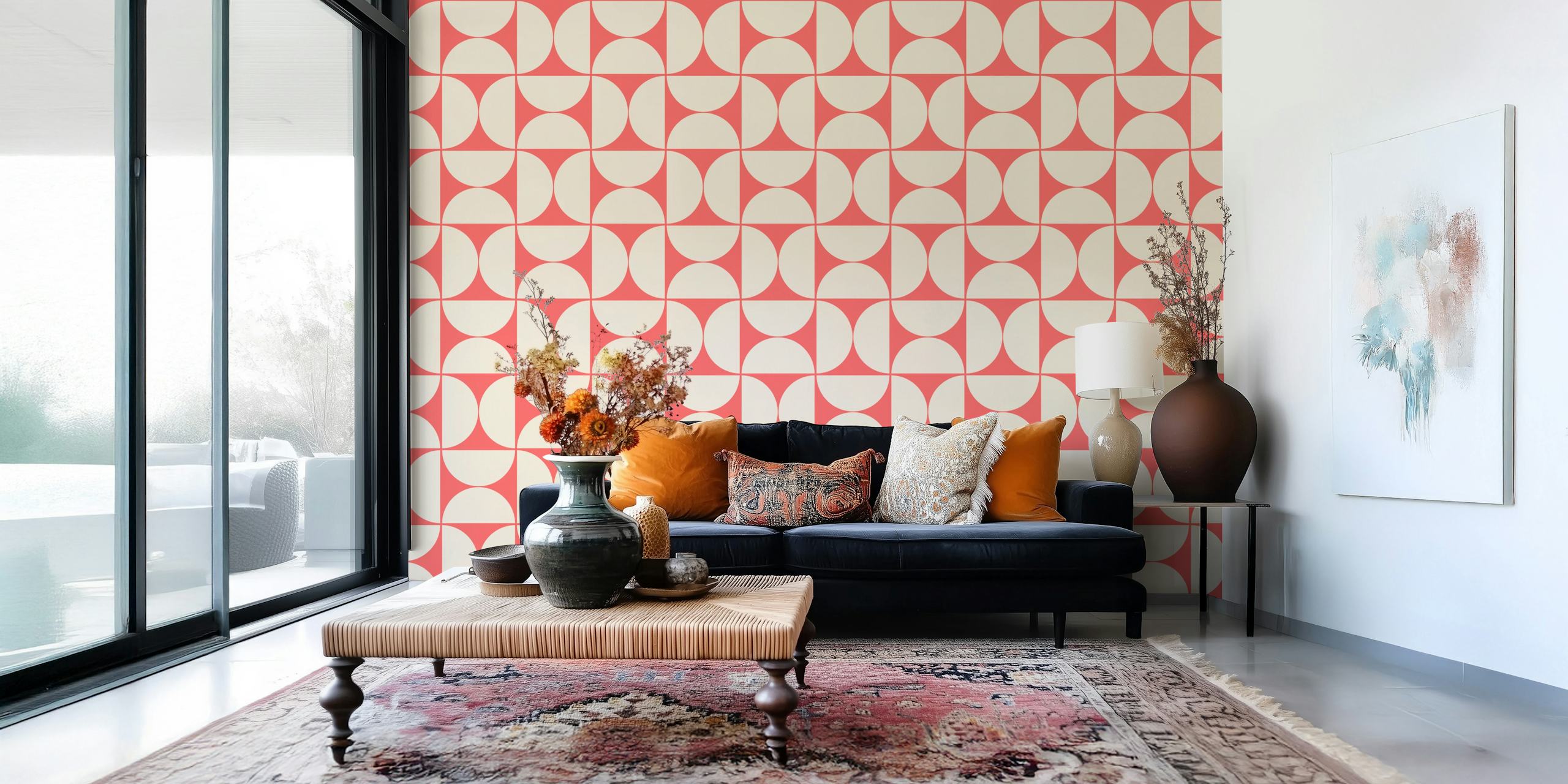 Mid-Century Modern Pattern wallpaper huoneessa