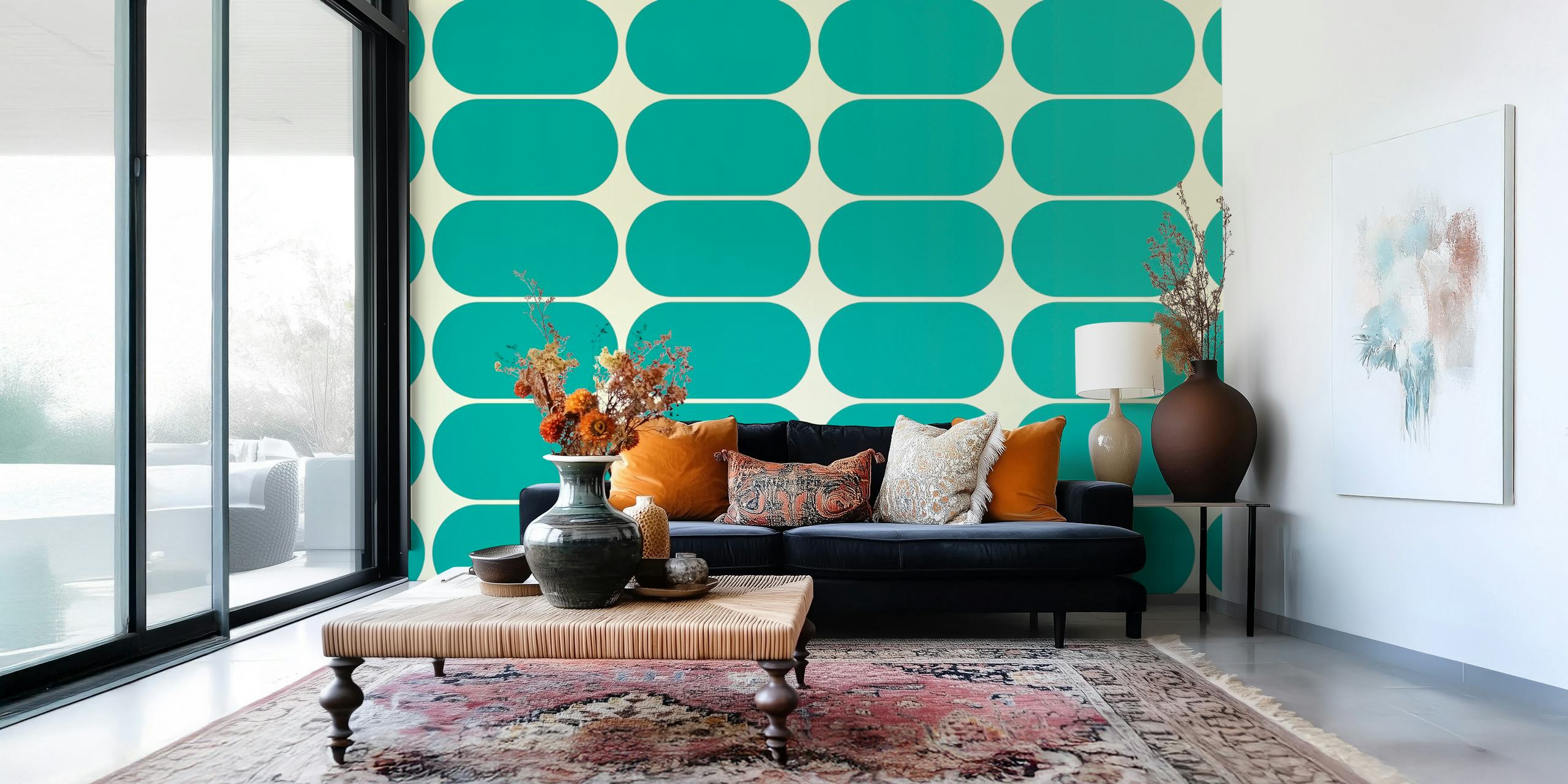 Papel pintado Mid-Century Pebbles Abstract en una habitación