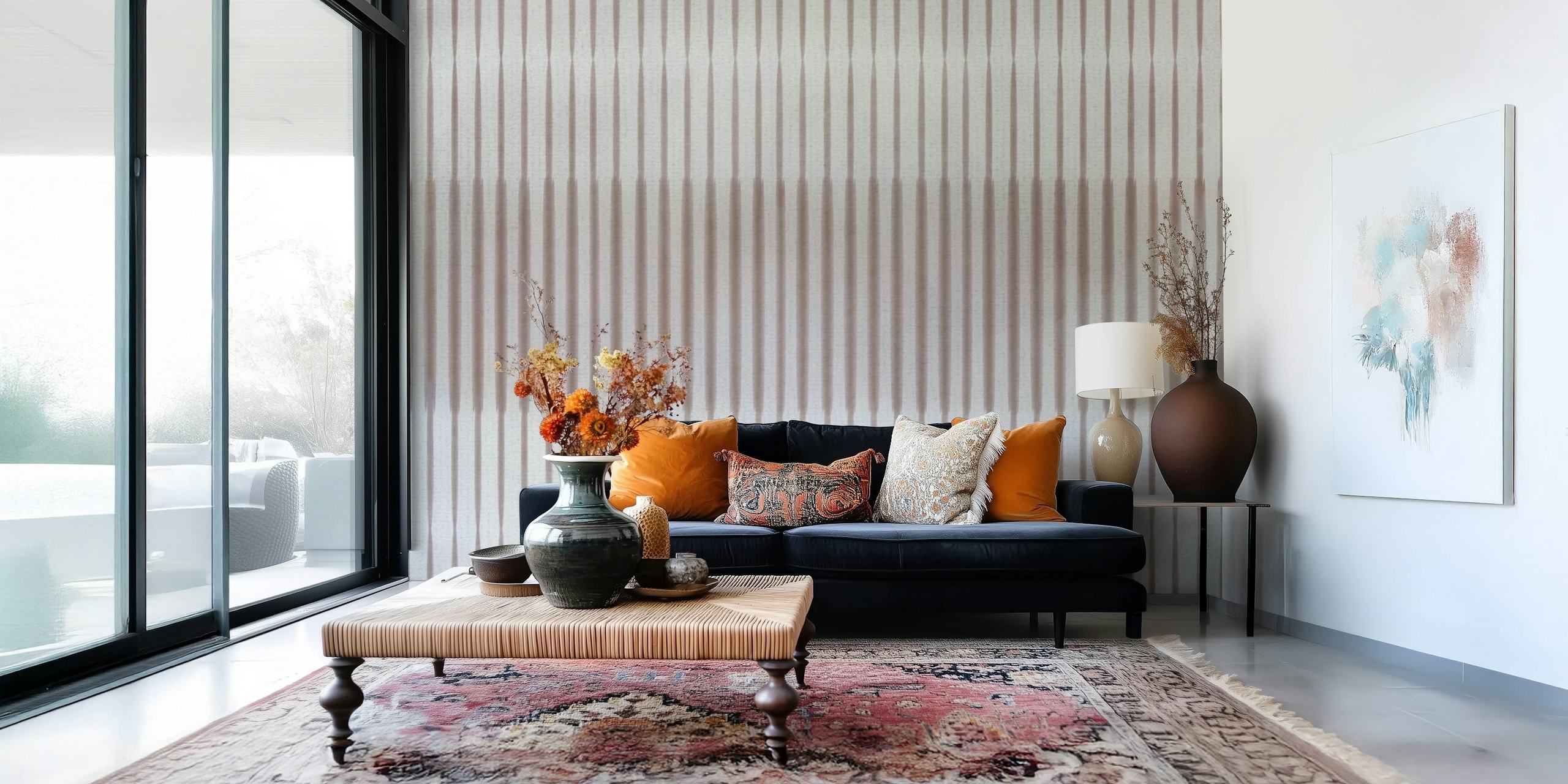 Earthy watercolor stripes in neutral tones wallpaper