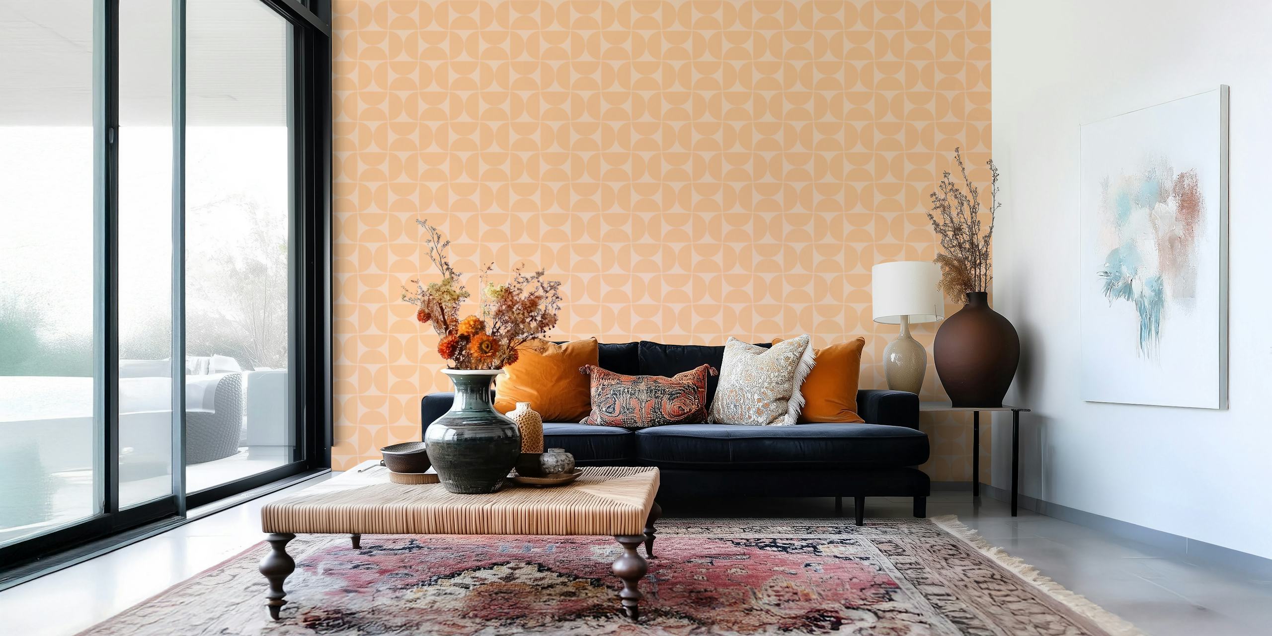 Geometric design in soft peach tones wallpaper