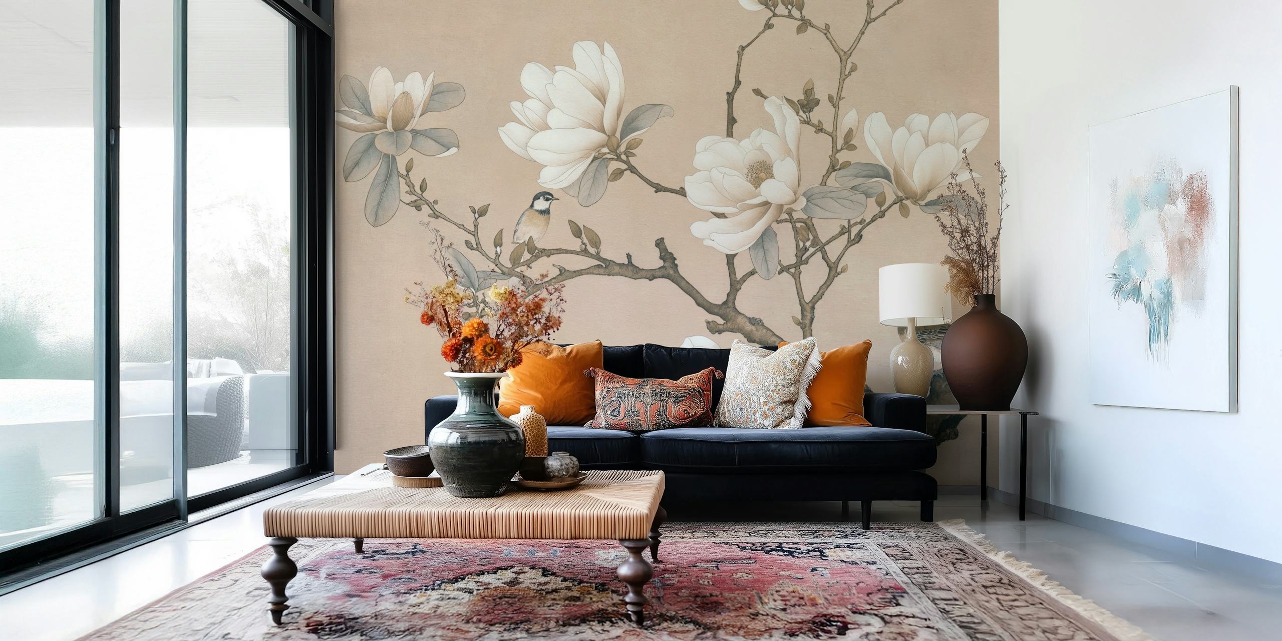 Design tapety Vintage Magnolia Bird Chinoiserie
