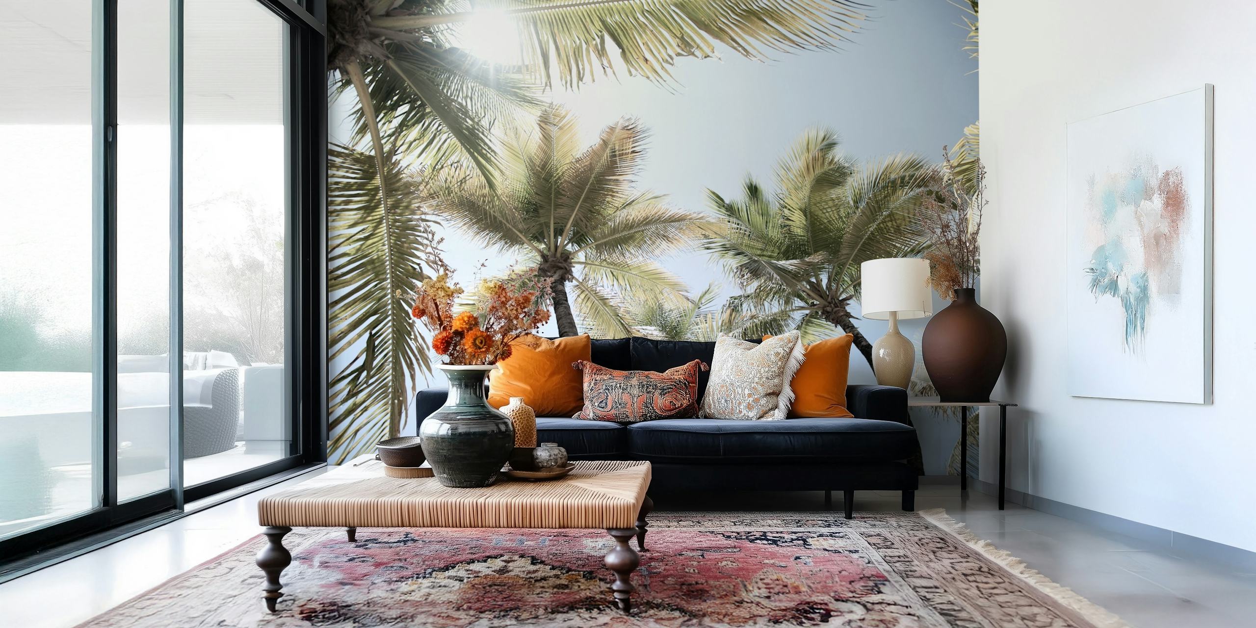 Tropical palm wallpaper design