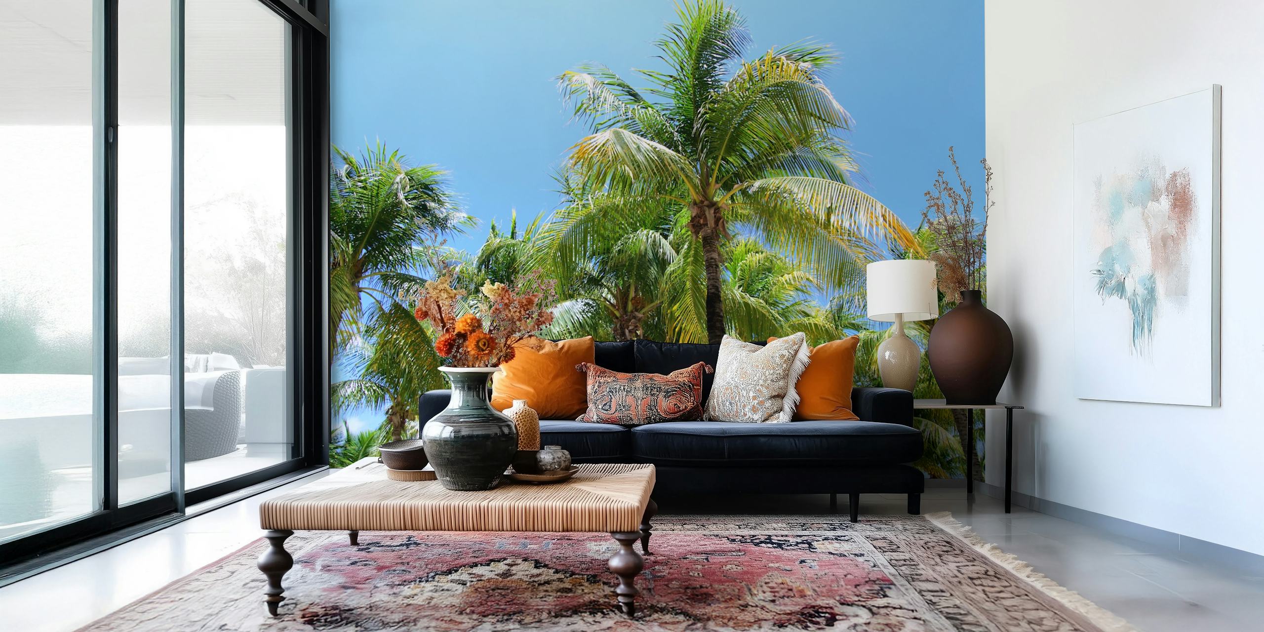 Tapeta Sunny Palms Oasis w pokoju