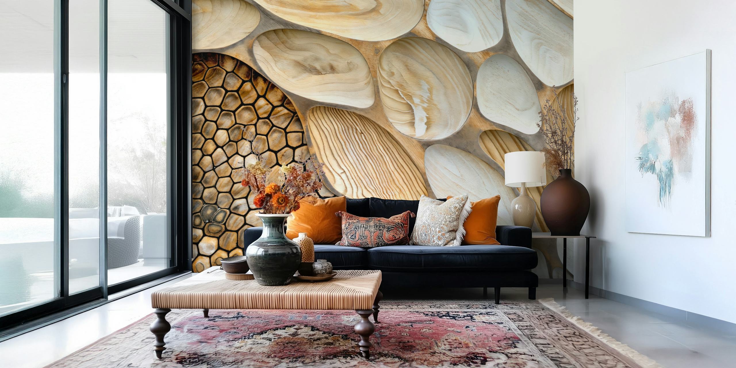 Rustic Harmony Cozy Wood Mix wallpaper in a room