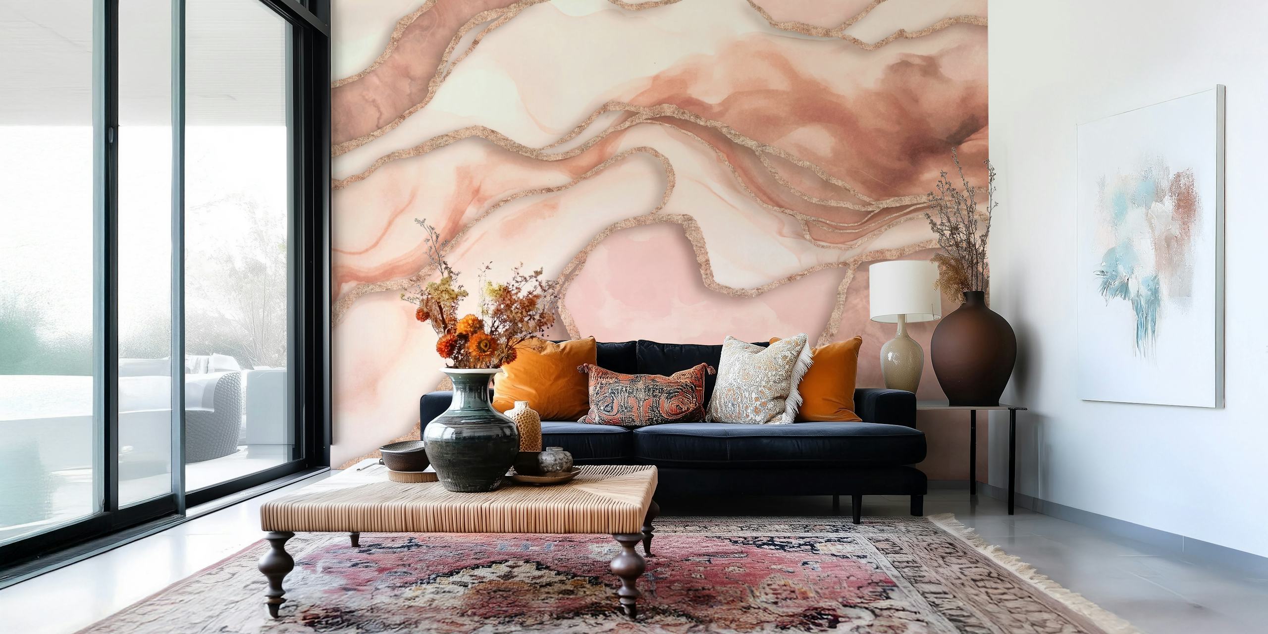 Rose Quartz Marble Luxury tapeta w pokoju