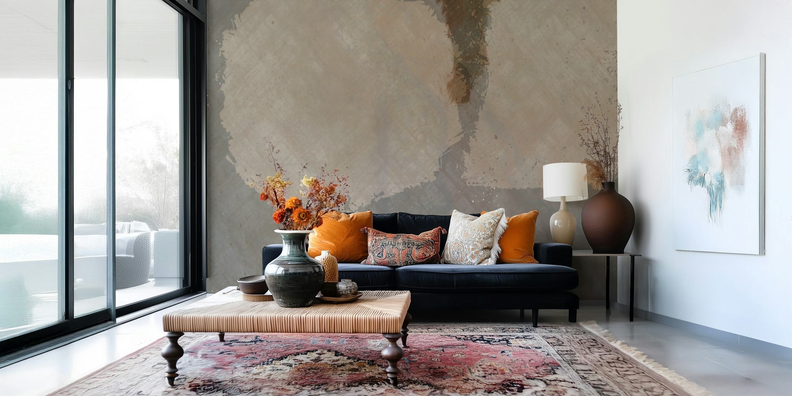 Tapeta Rustic Concrete Duo w pokoju
