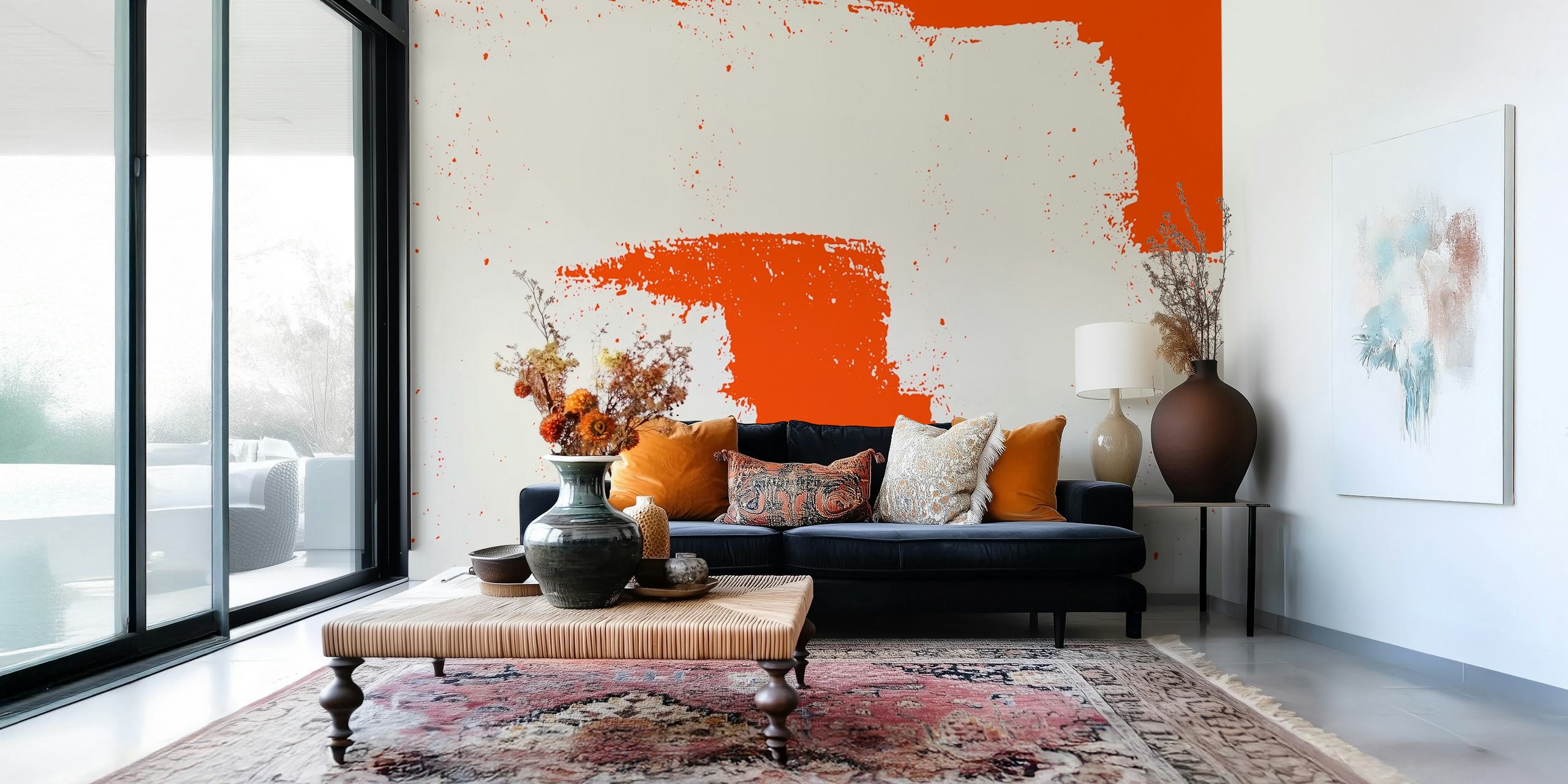 Rustic Terra Textures wallpaper displayed in a room