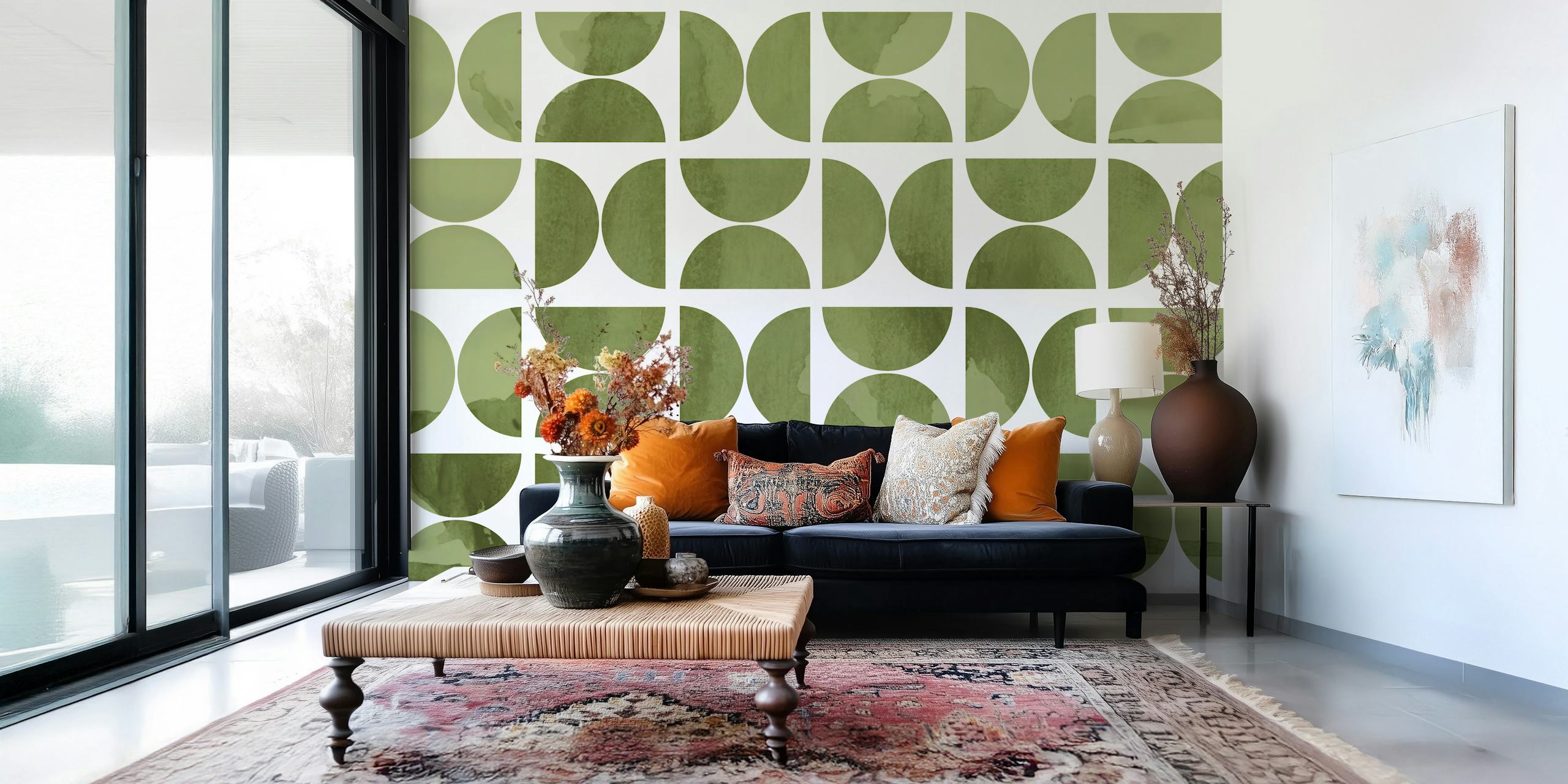 Green Watercolor Bauhaus i ett rum