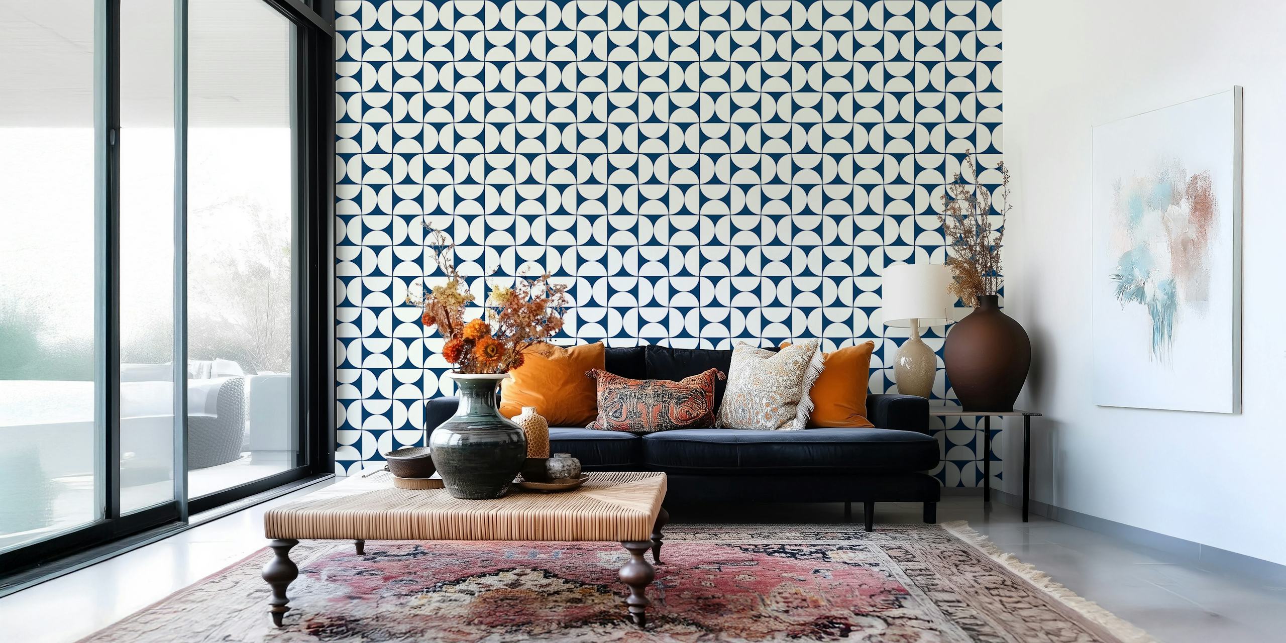Mid-Century Modern pattern wallpaper in a room