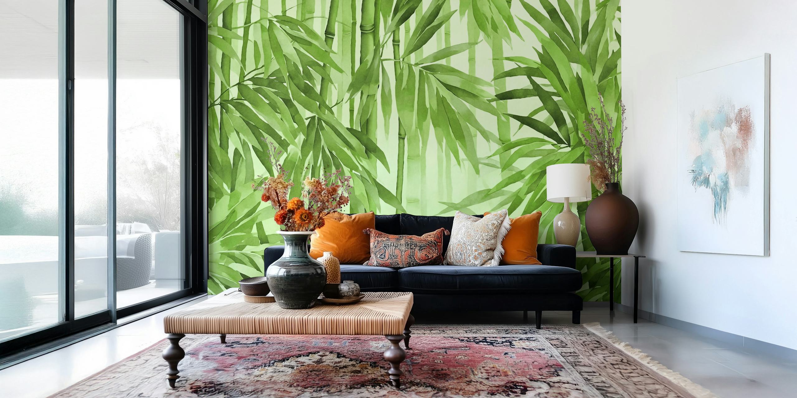 Bamboo forest wallpaper in a room