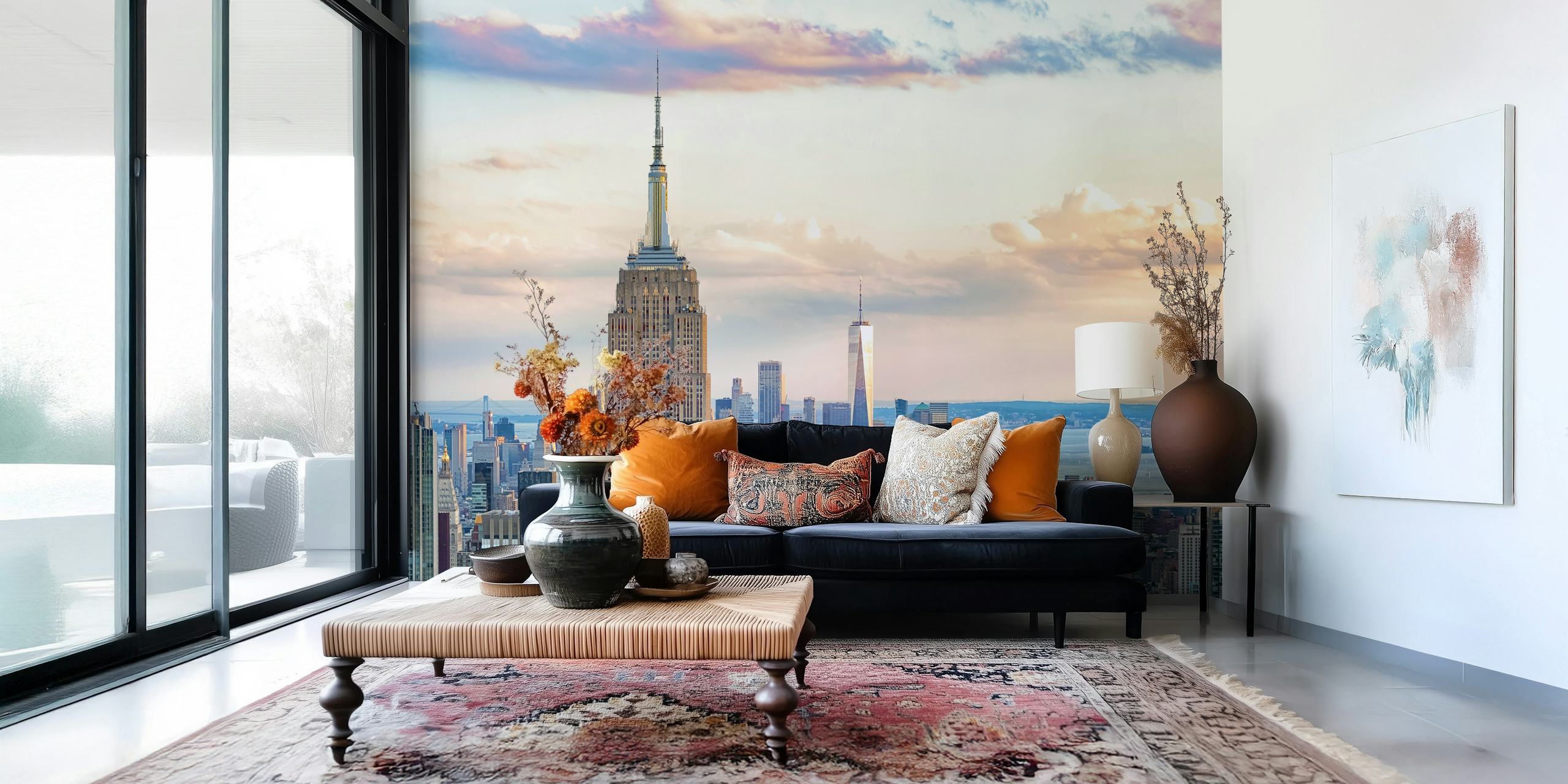 American sunset wallpaper design in a room