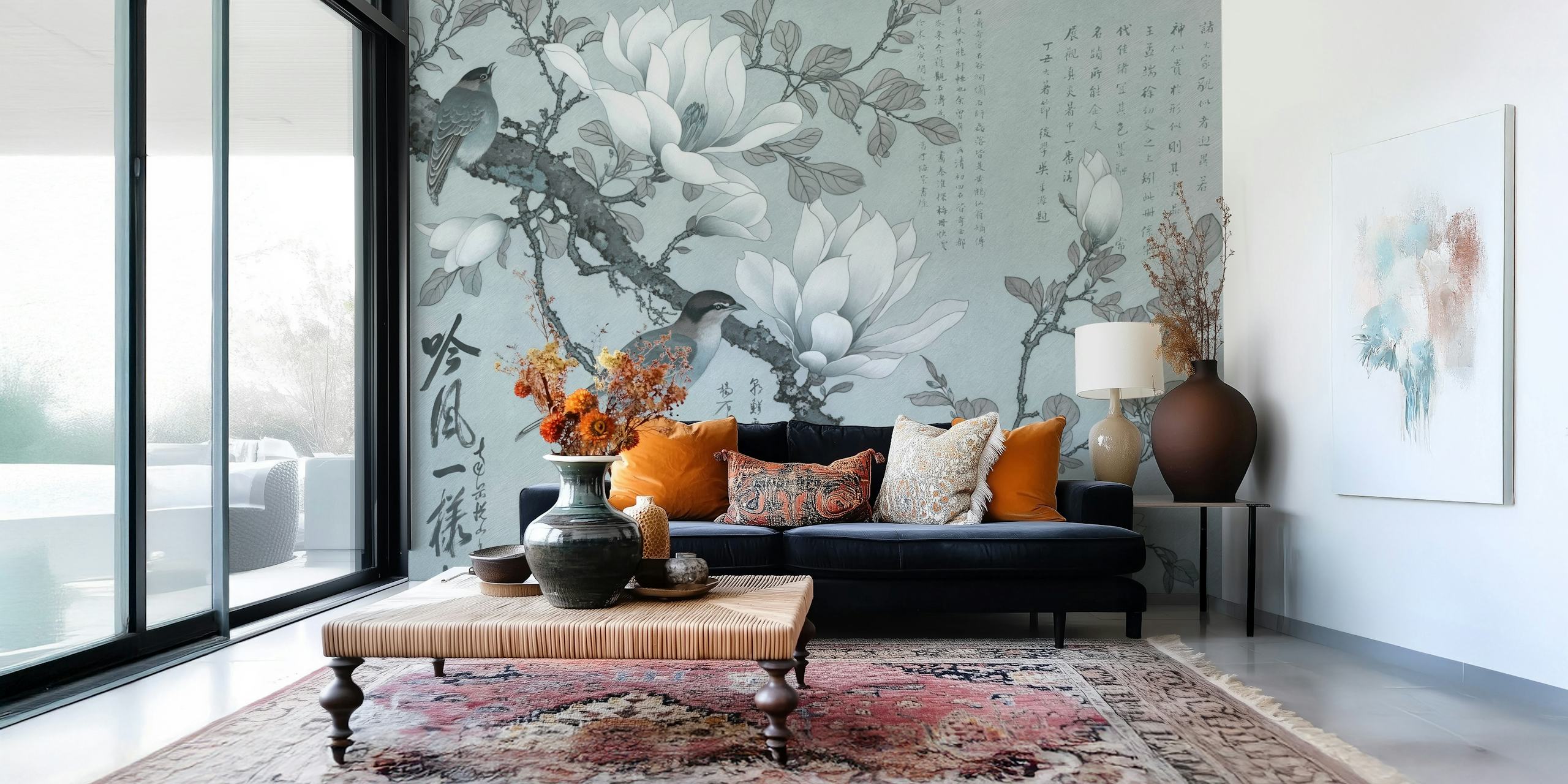 Magnolia flowers og birds design