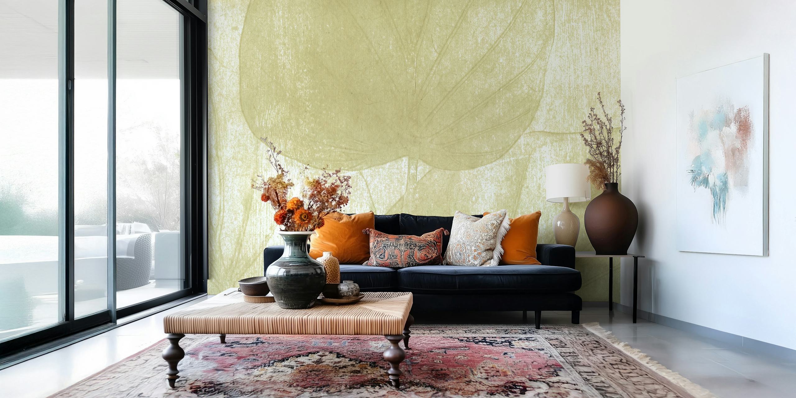 Tapeta Soft Washed Rainforest Leaves w pokoju