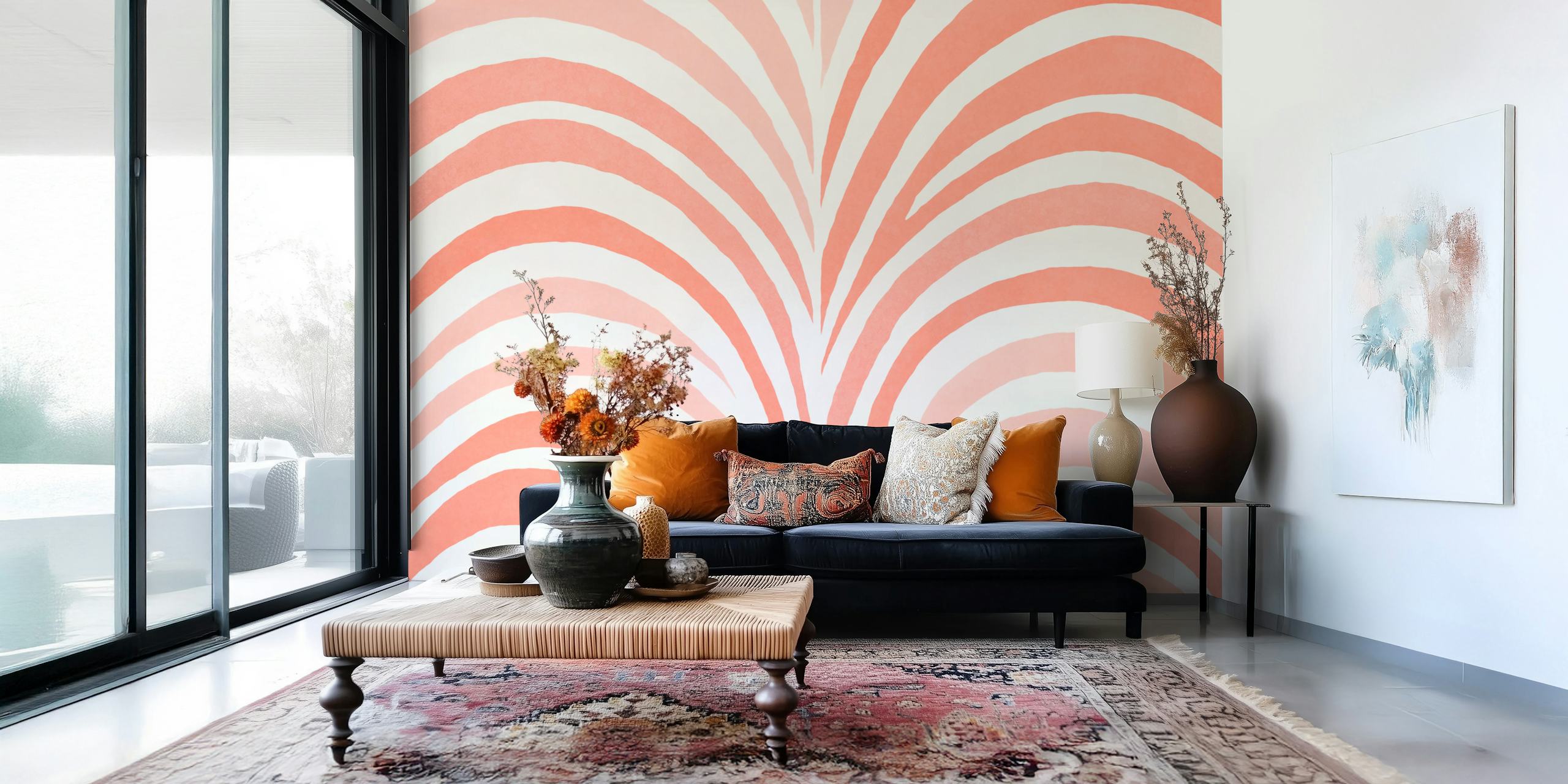 Boho bow shapes wallpaper in a warm color scheme