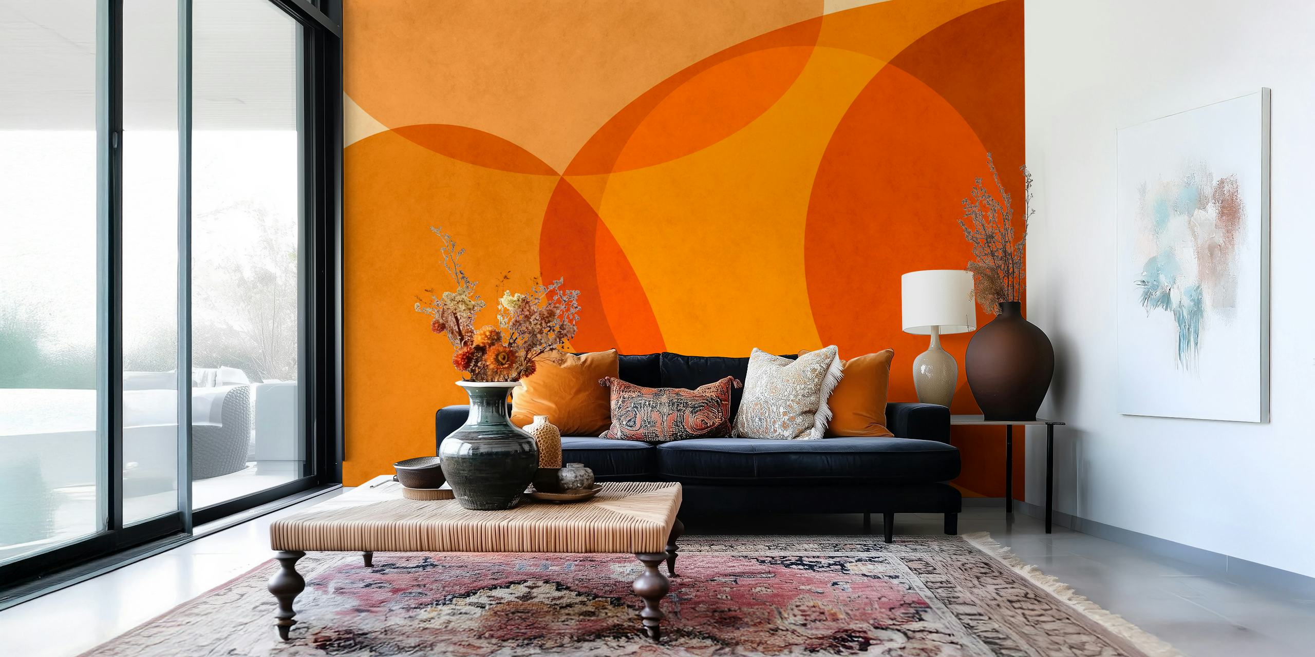 Patrón de papel tapiz abstracto moderno de mitad de siglo cálido