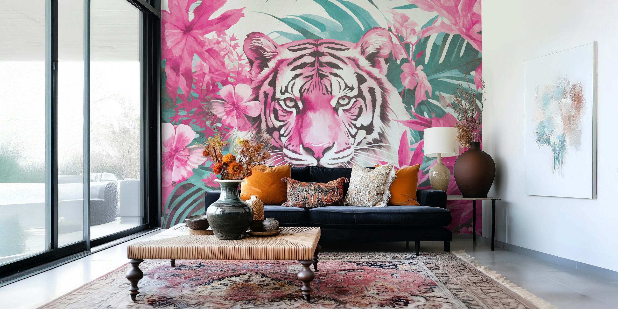 Wild Tiger Jungle Paradise design de papel de parede