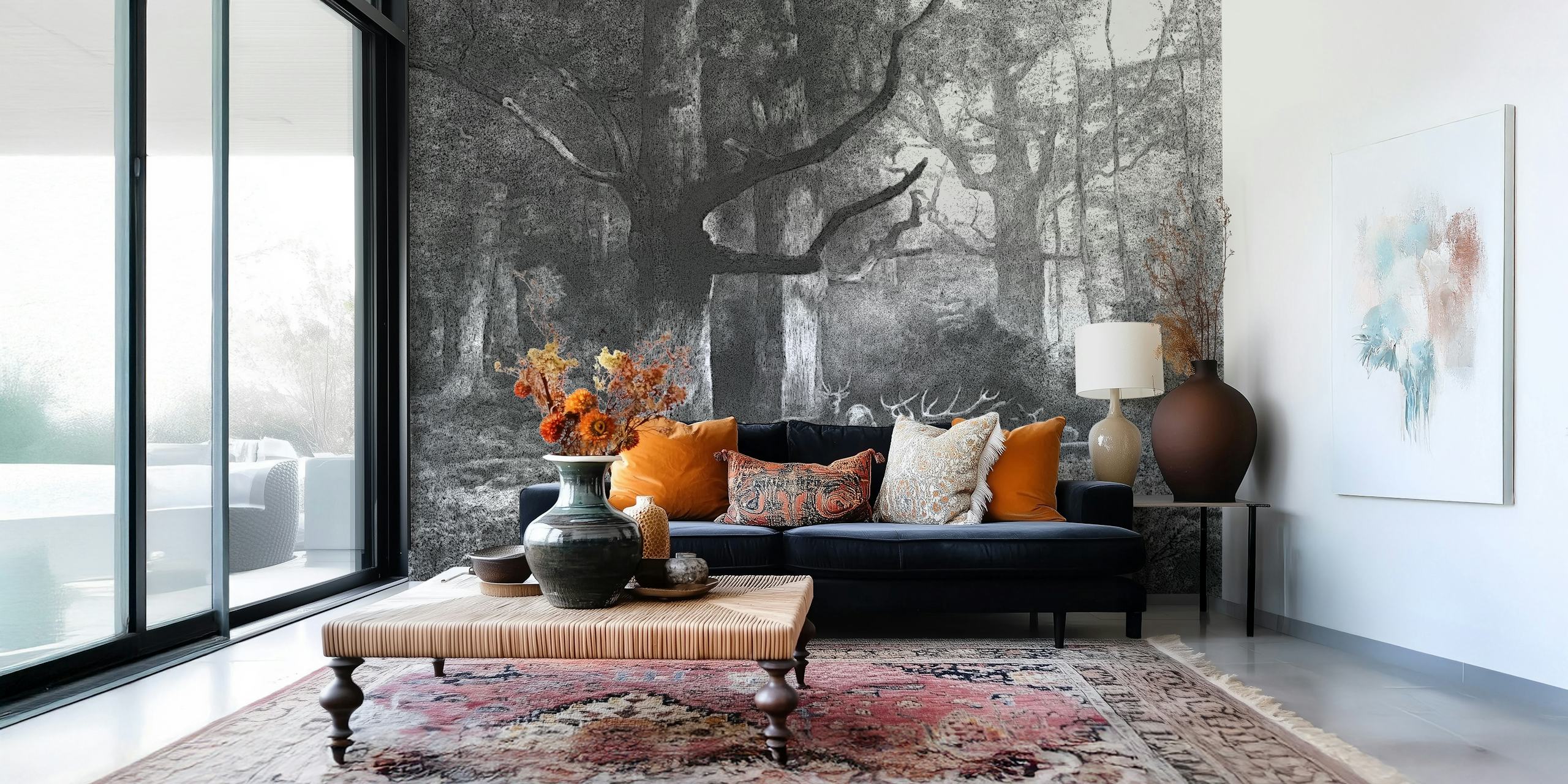 papier peint Silent Deer Grove dans une pièce