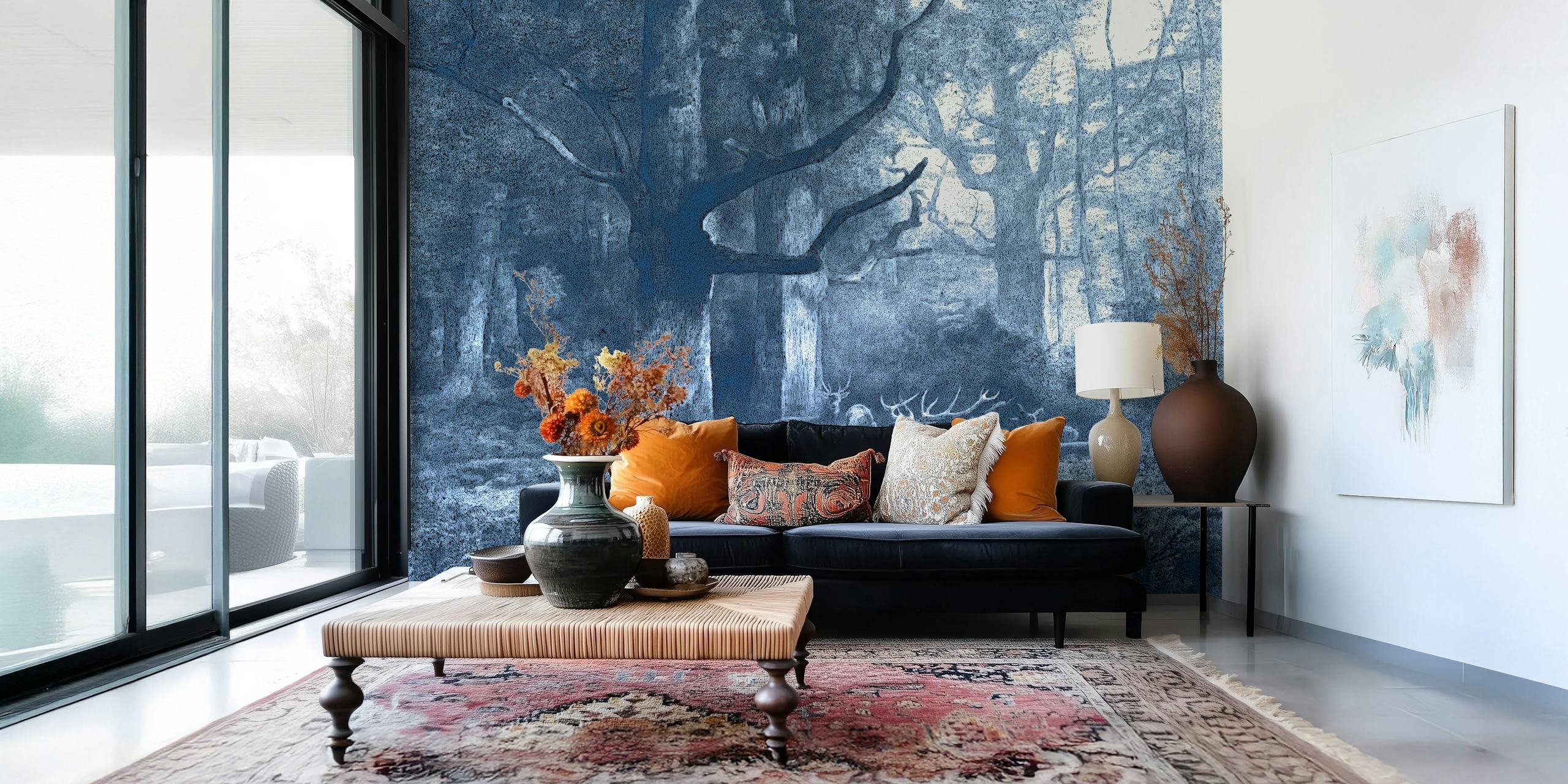 Papel de parede Mystical Deer Grove em um ambiente sereno