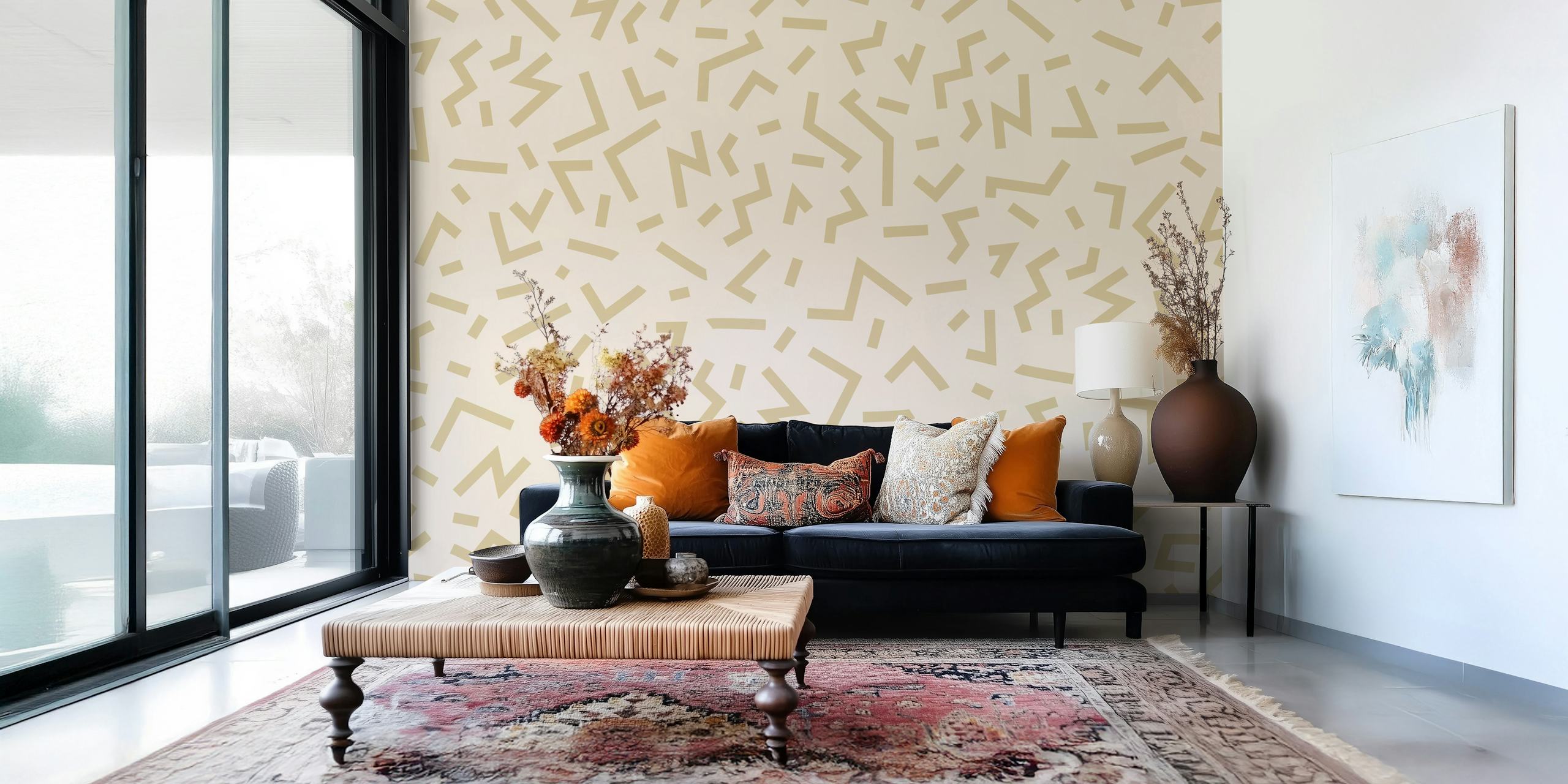 Papier peint Contemporary Line Art dans une pièce