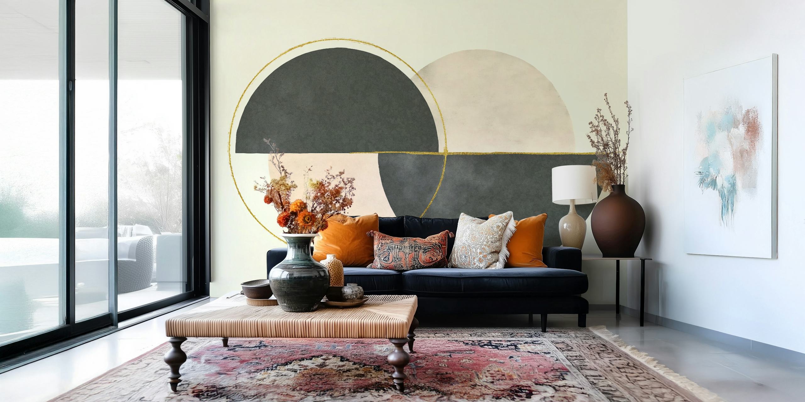 Minimalist abstract wallpaper in a room