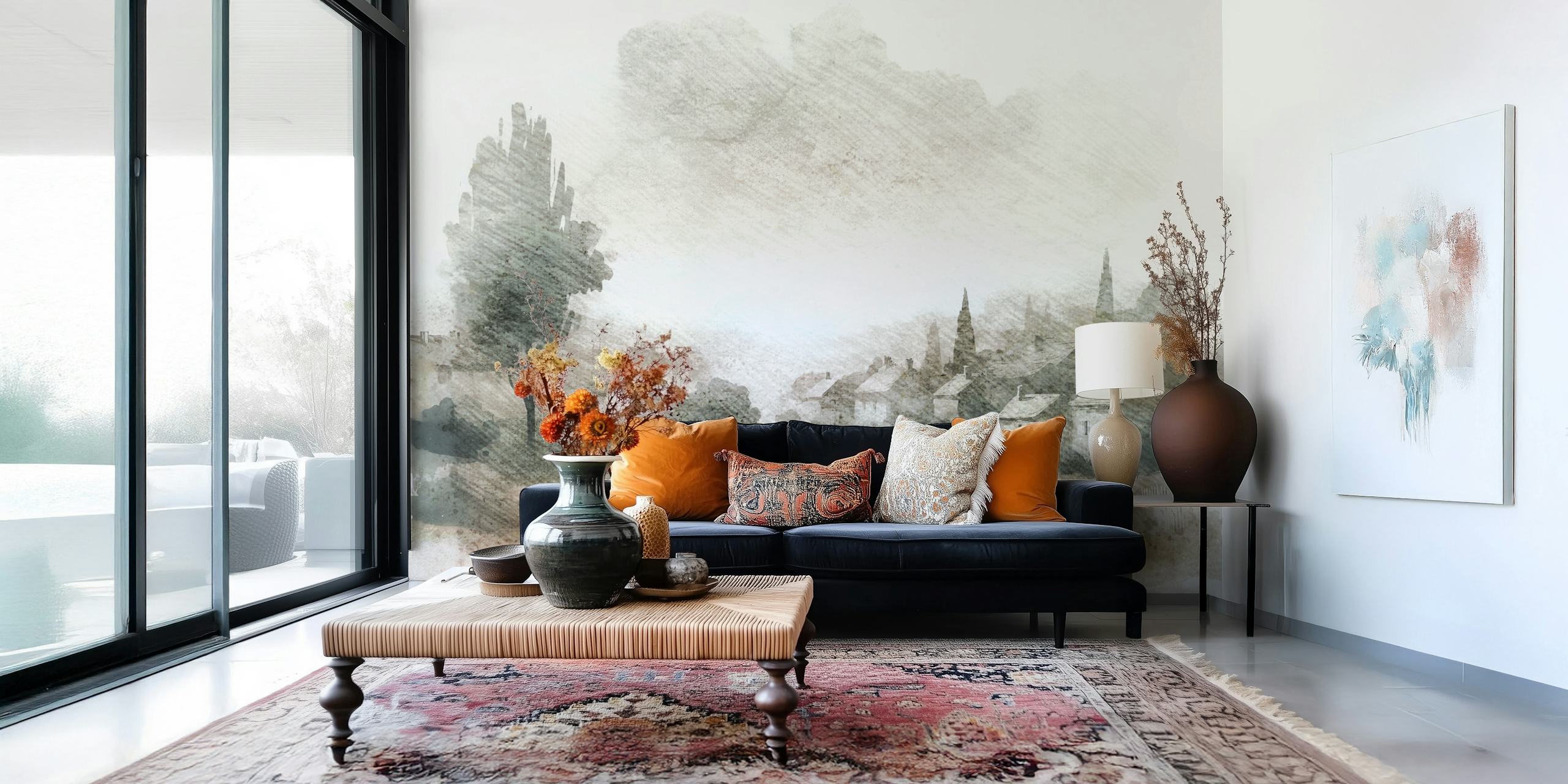 Rustic Countryside View tapetti huoneessa