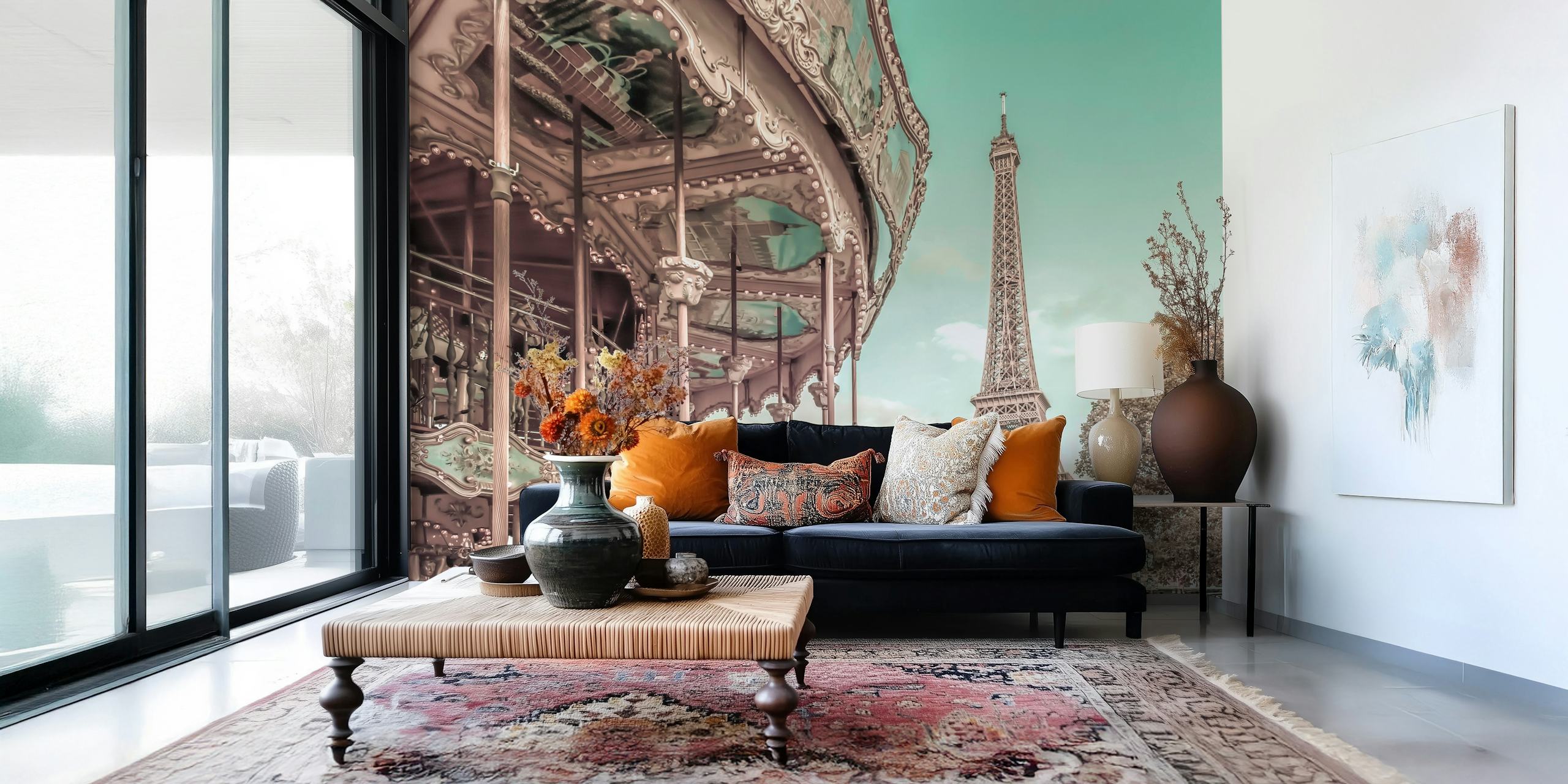 Urban vintage wallpaper met Parijse elementen