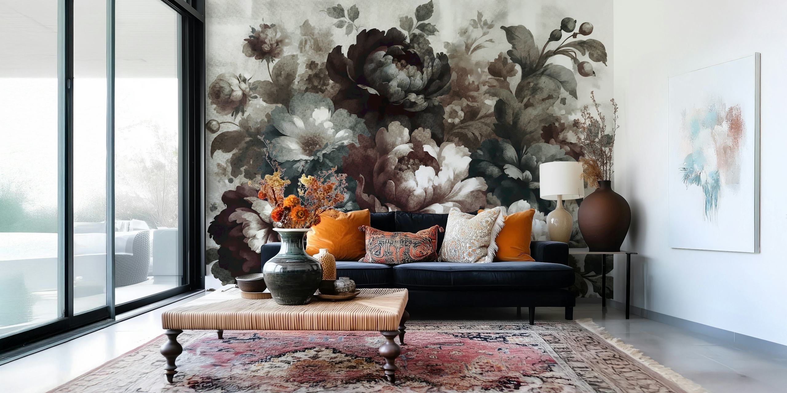 Ταπετσαρία Vintage Floral Bouquet σε ένα δωμάτιο