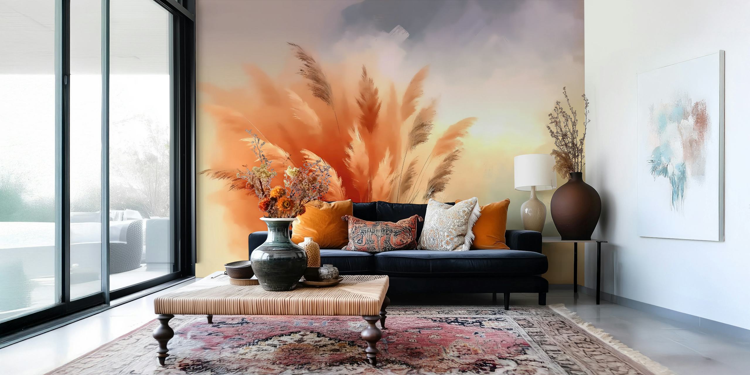 Autumn reeds with warm hues and soft gradients wallpaper