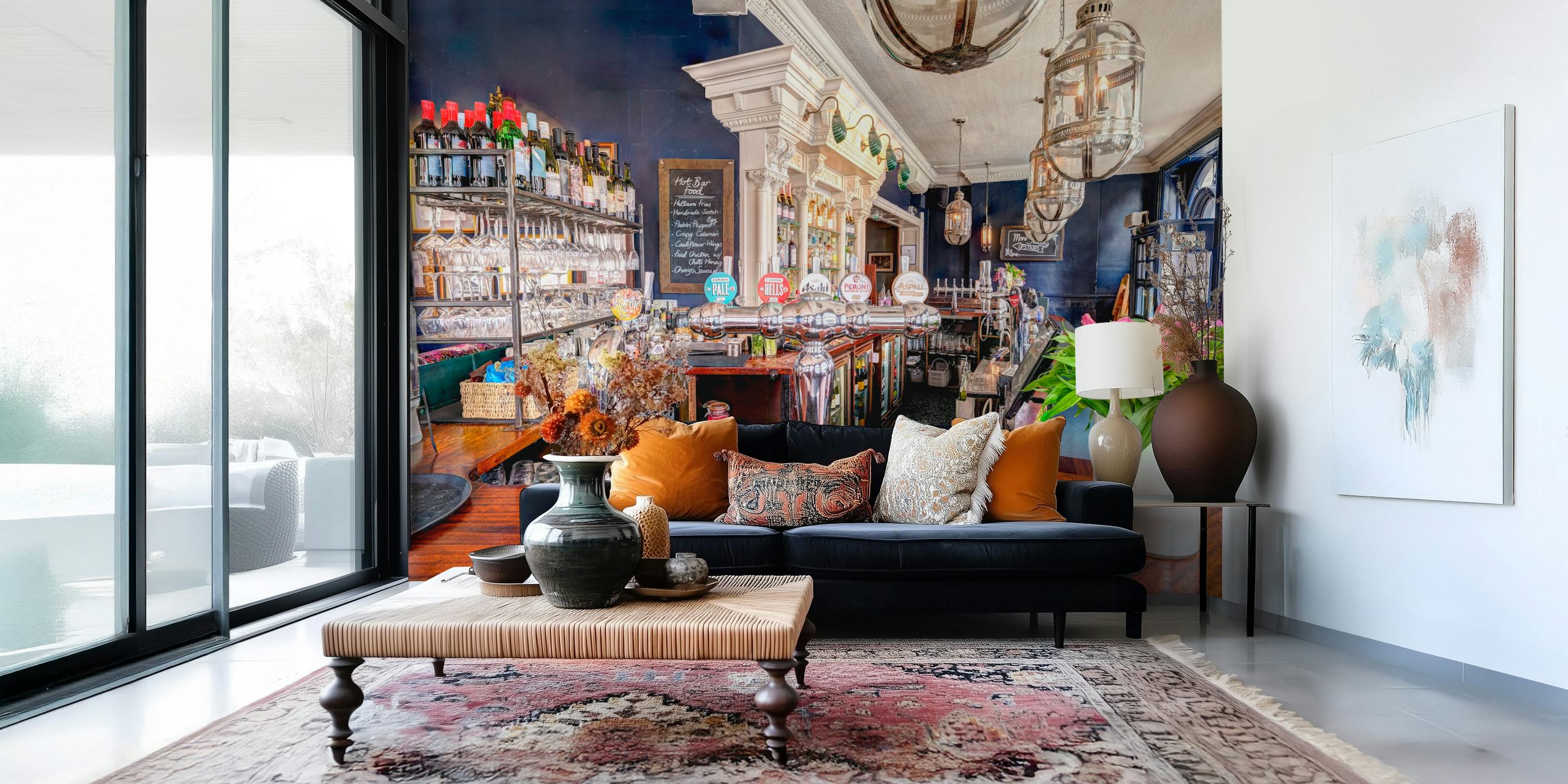 Classic Pub Interior Decor design della carta da parati